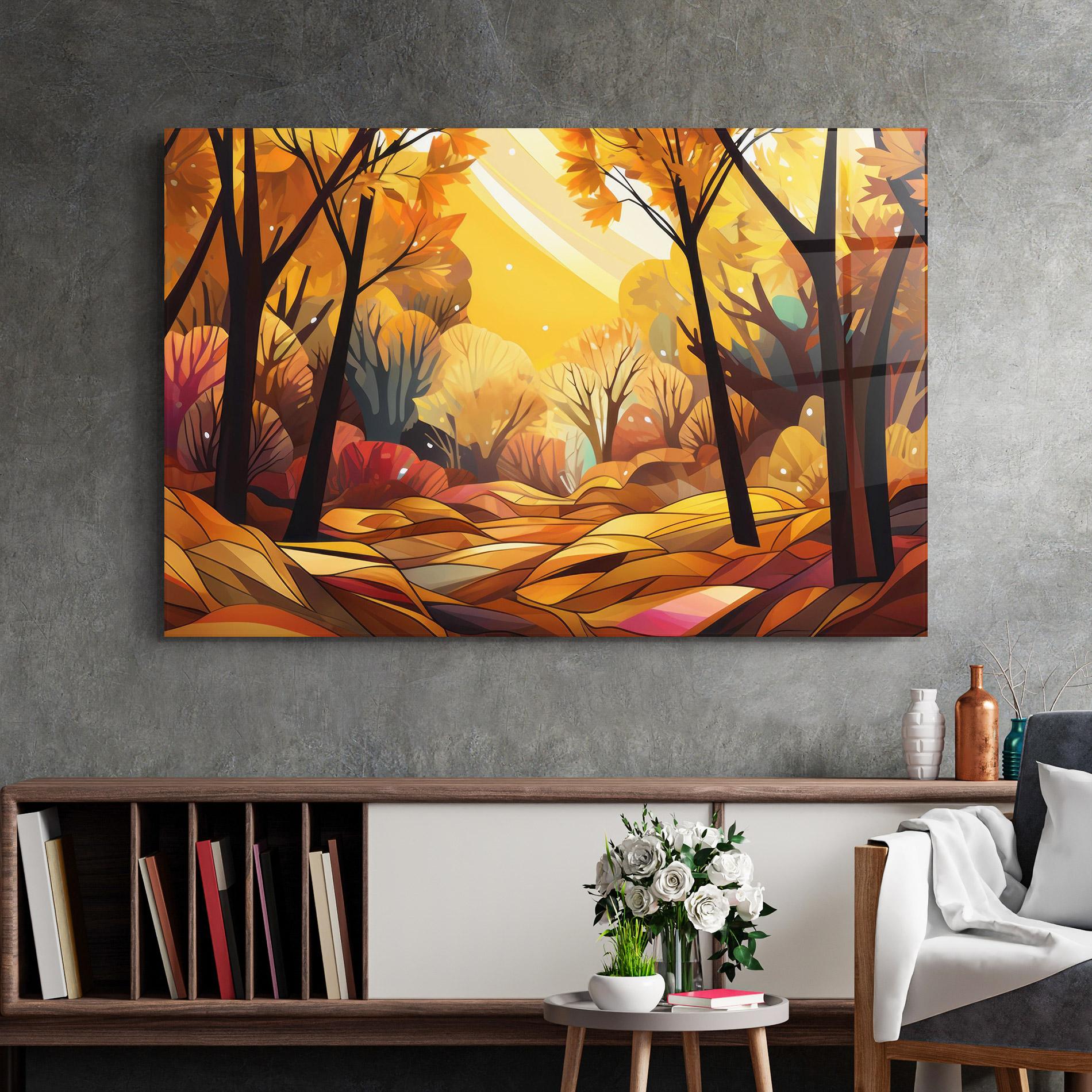 Glasbild Autumn Forest Art mockup 2