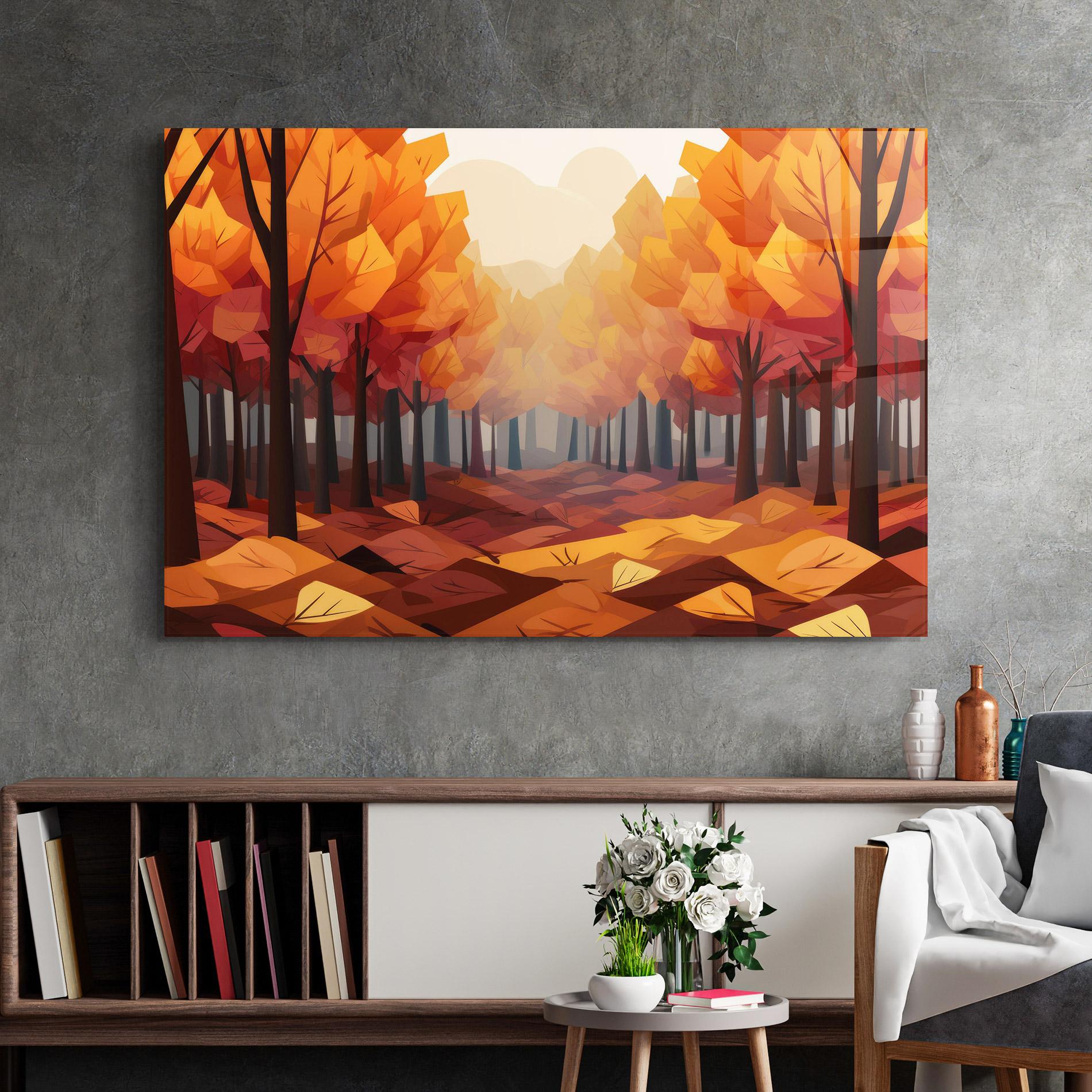 Glasbild Autumn Forest View mockup 2