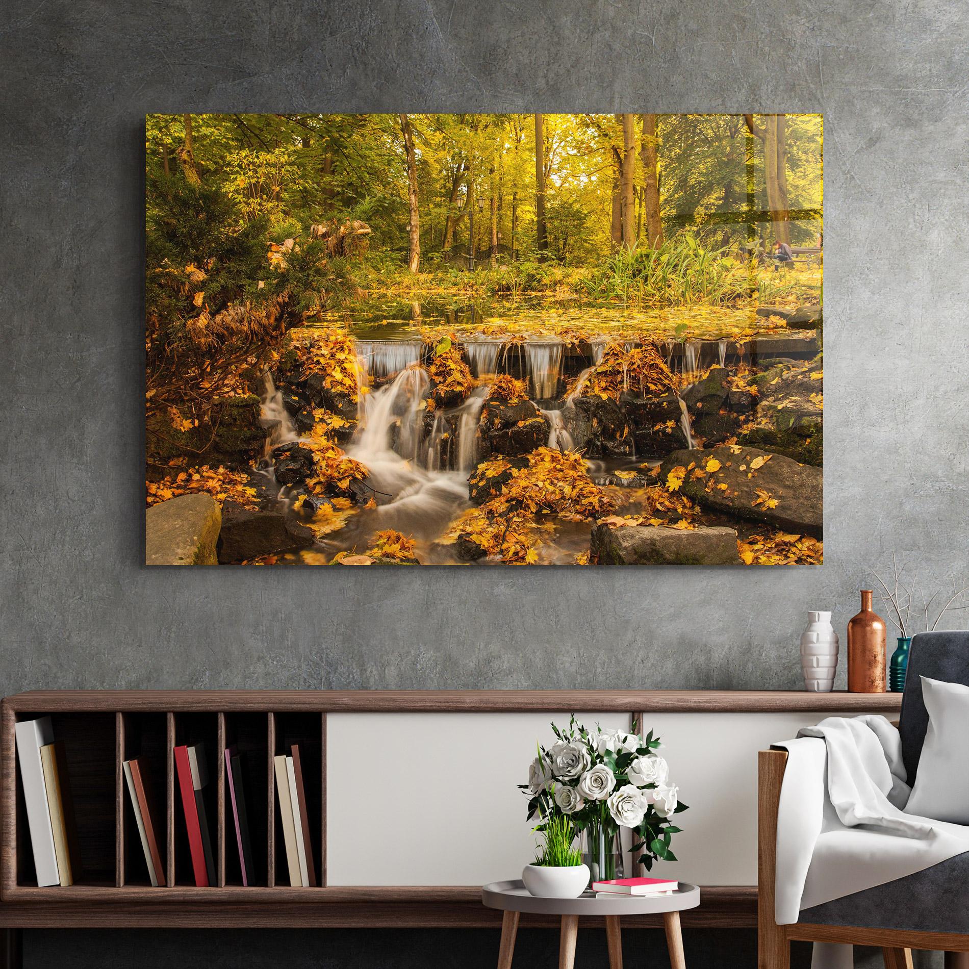 Glasbild Autumn Waterfall mockup 2