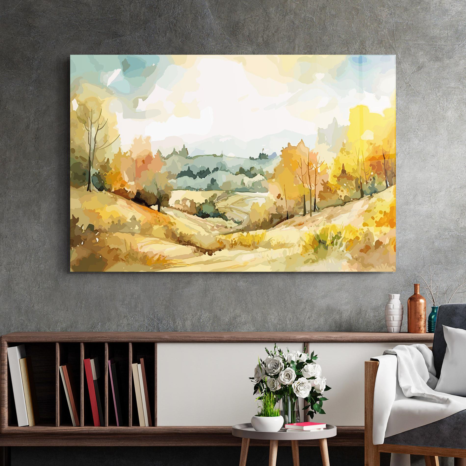 Glasbild Green Yellow Autumn mockup 2