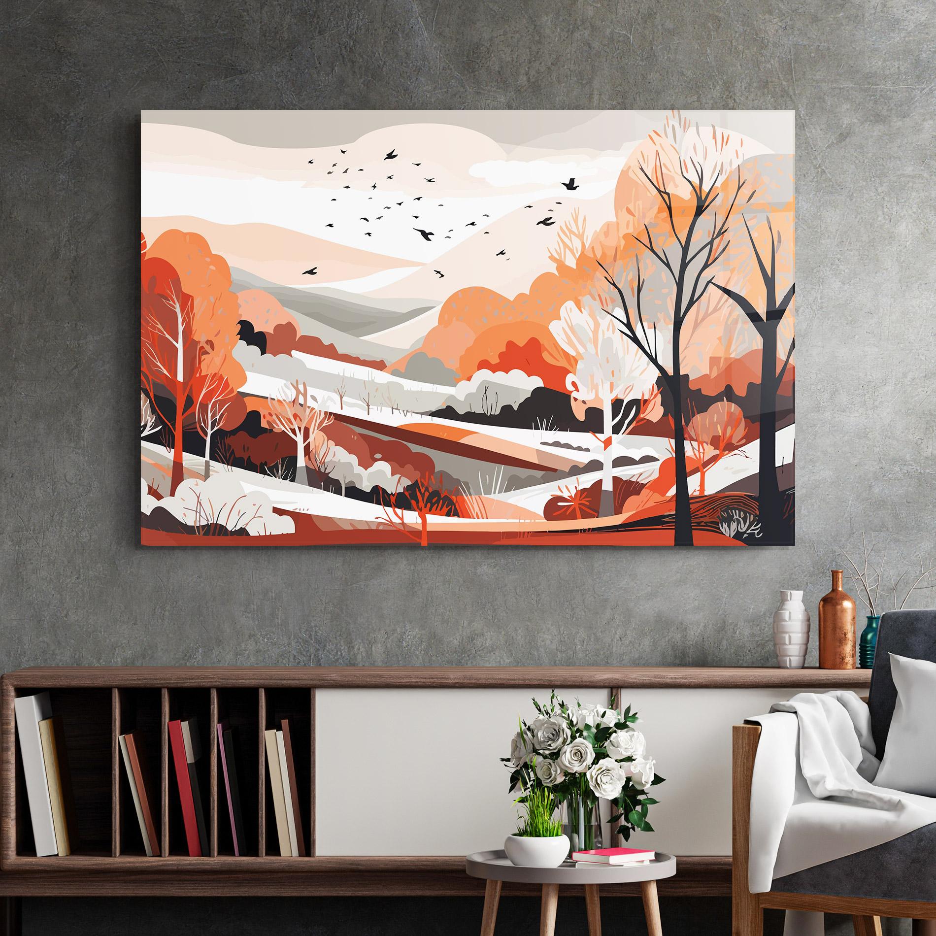 Glasbild Grey Orange Autumn mockup 2