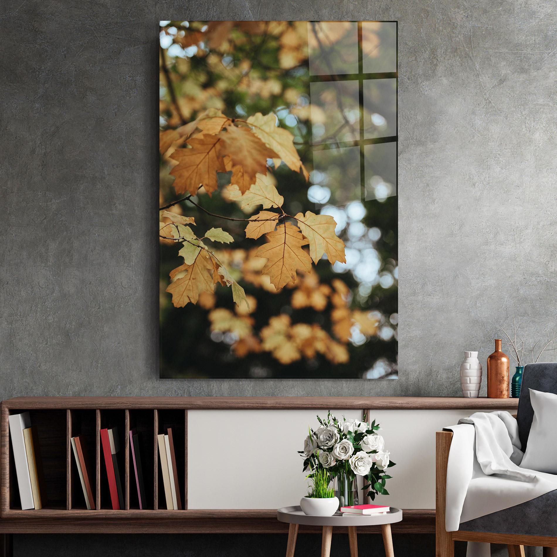Glasbild Brown Leaves mockup 2