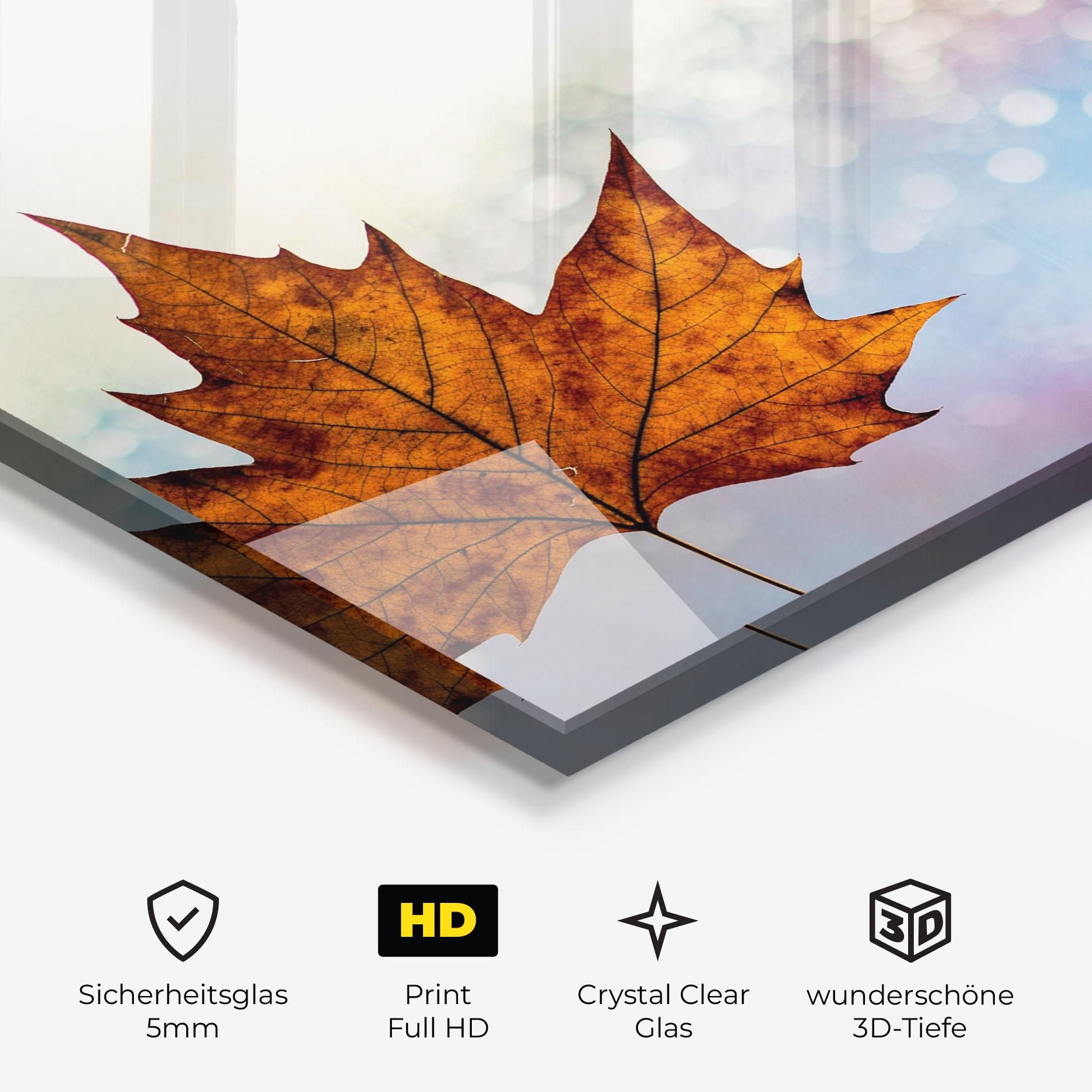 Glasbild Brown Orange Leaf mockup 3