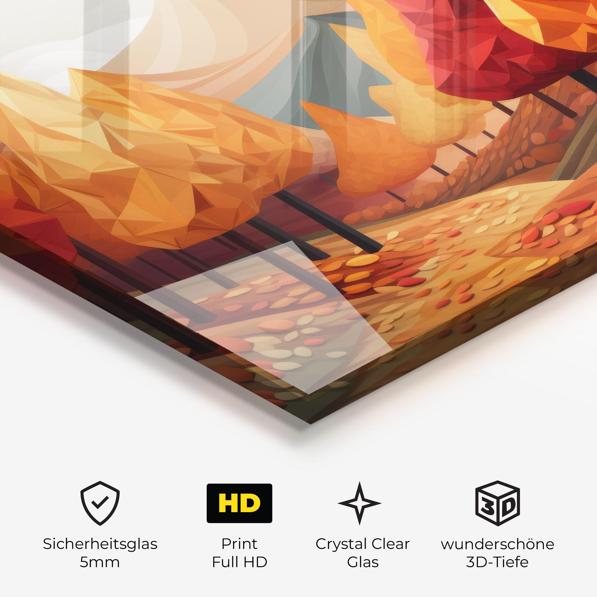 Glasbild Colorful Trees Art mockup 3