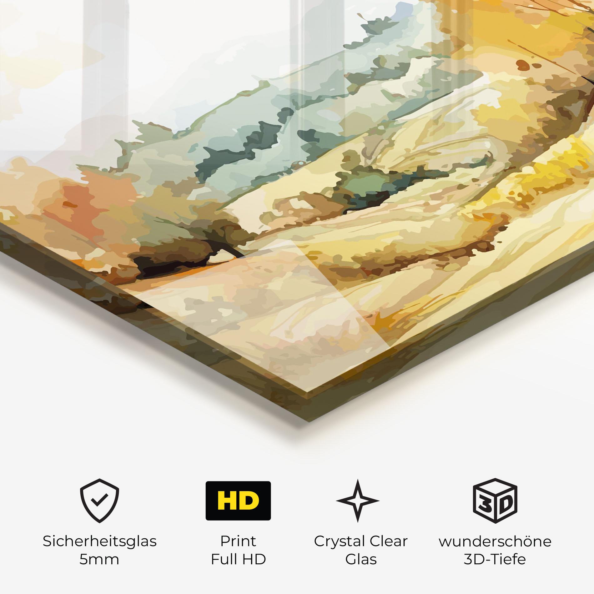 Glasbild Green Yellow Autumn mockup 3
