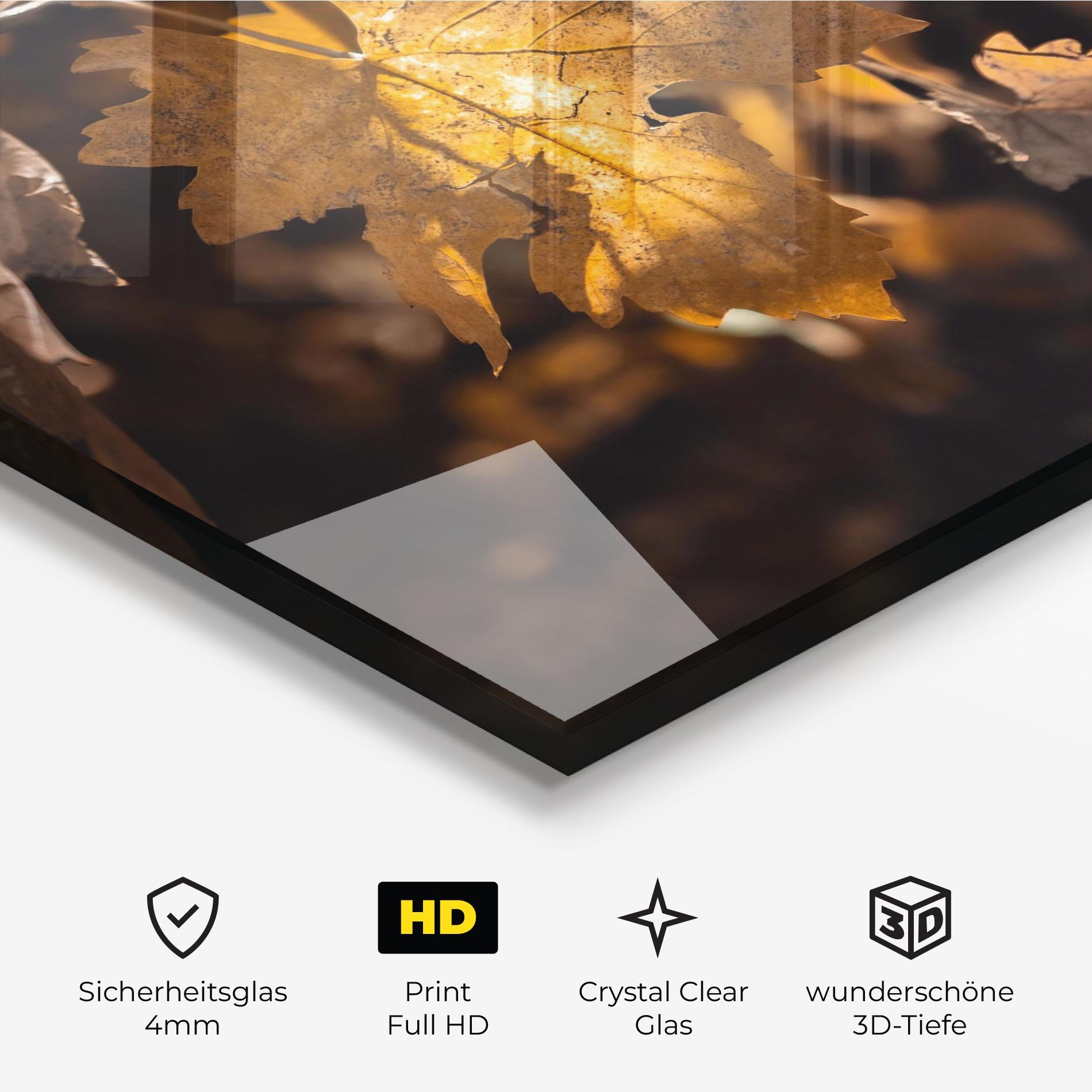 Glasbild Autumn Brown Leaf mockup 3
