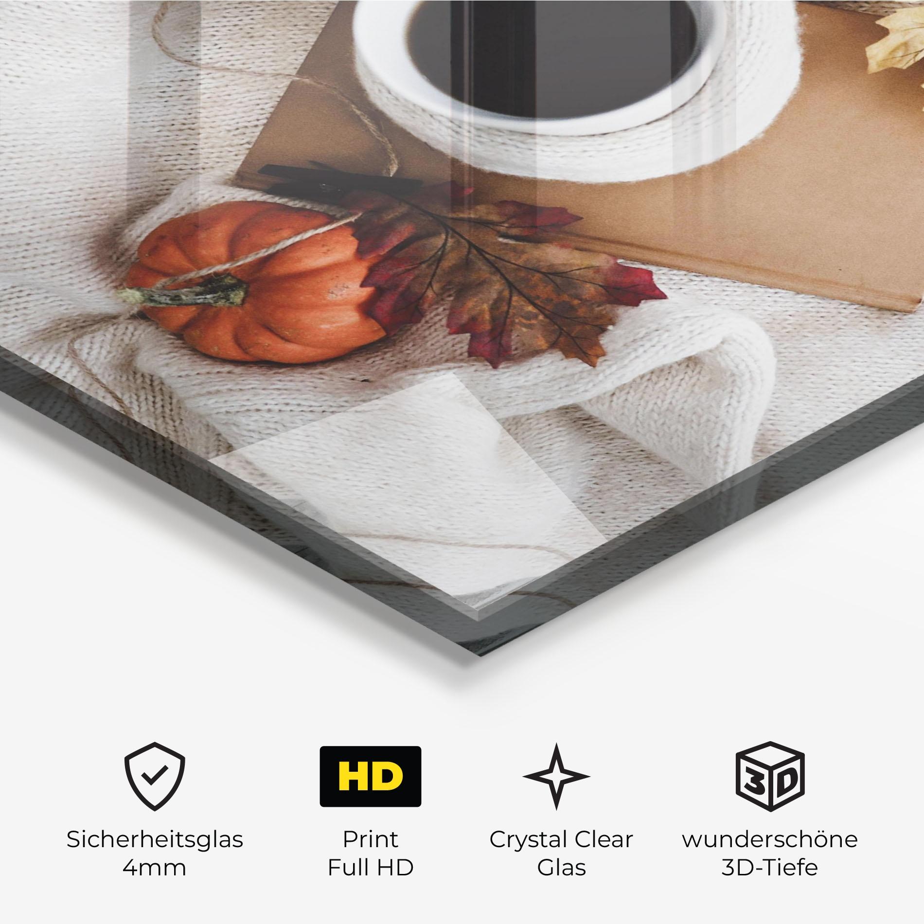 Glasbild Autumn Coffee mockup 3