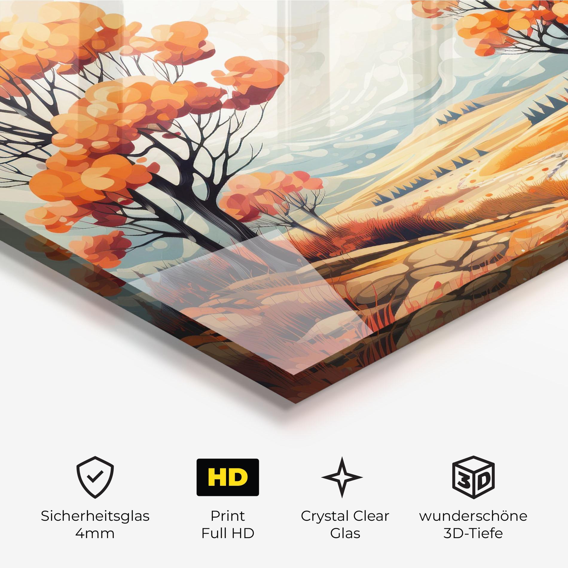 Glasbild Autumn Tree Painting mockup 3