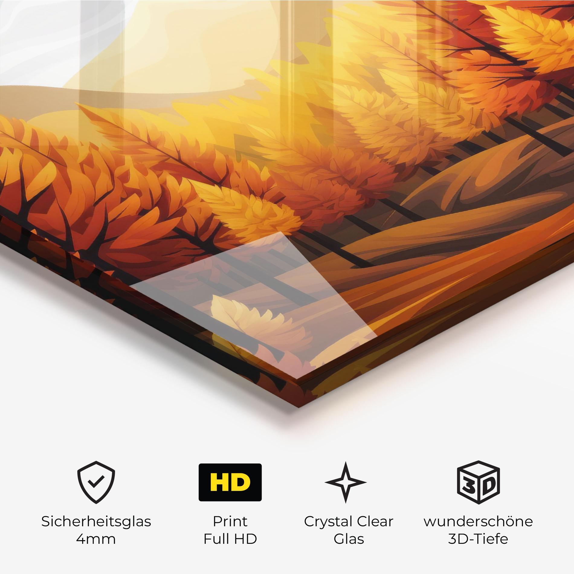 Glasbild Autumn Trees Orange mockup 3
