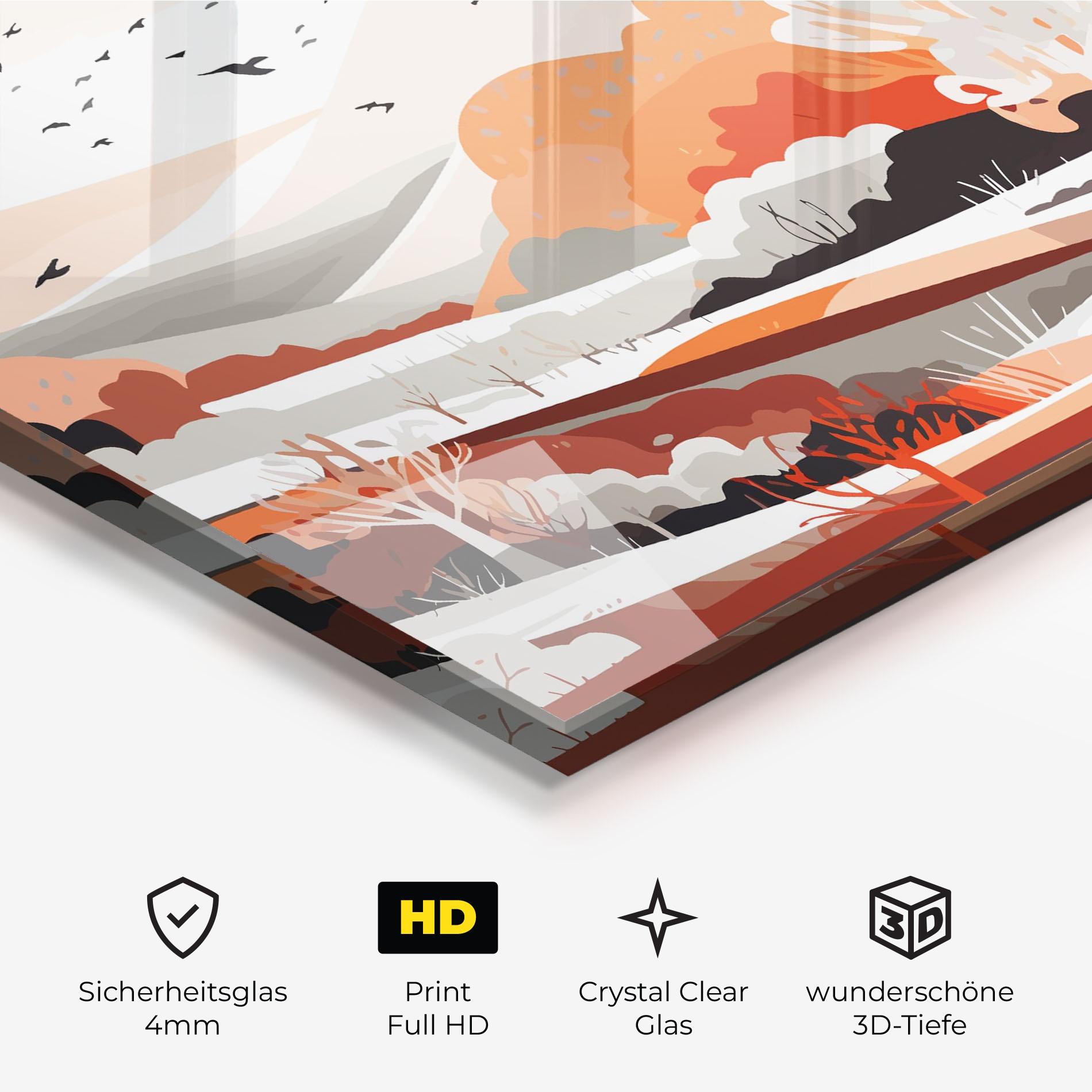 Glasbild Grey Orange Autumn mockup 3