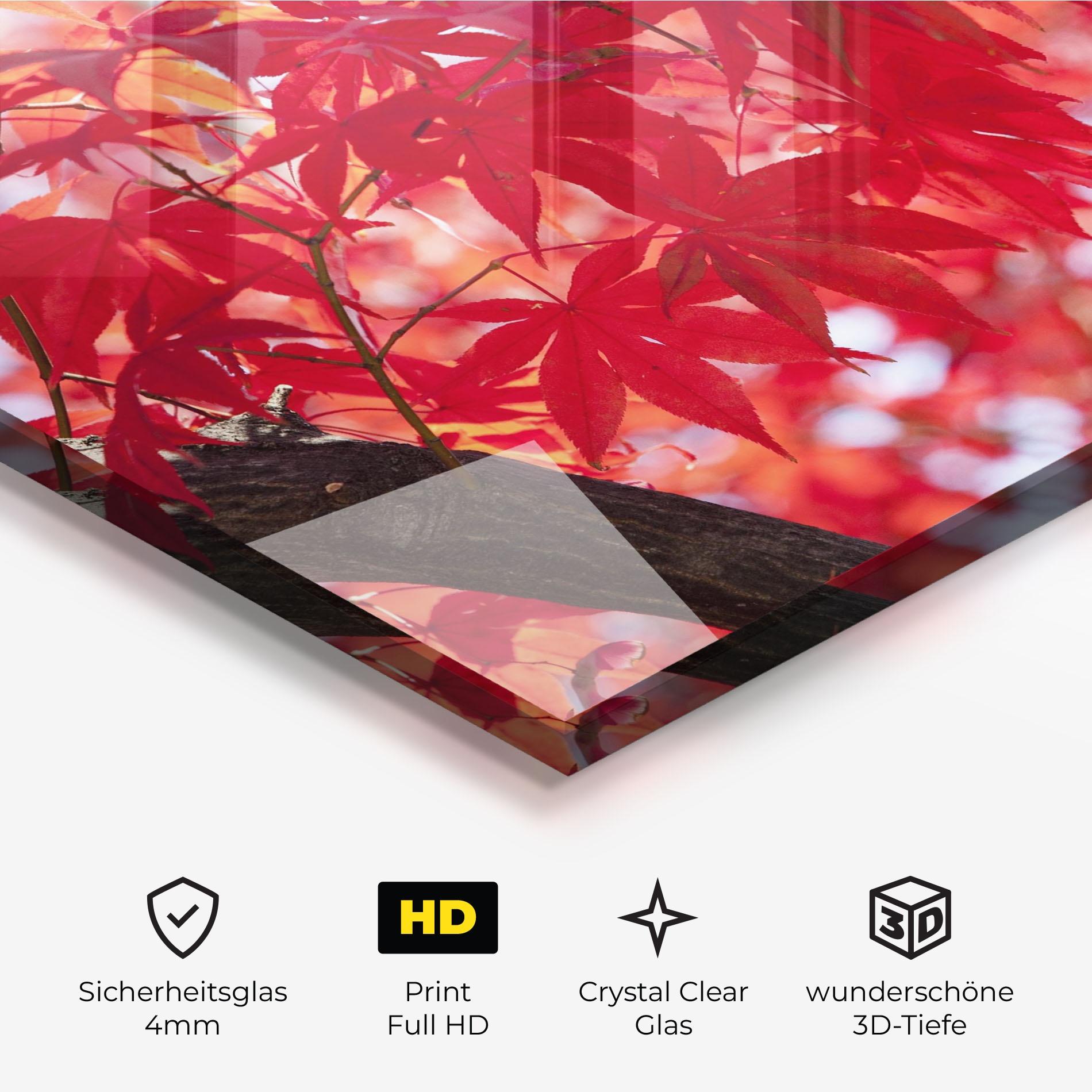Glasbild Pretty Red Leaves mockup 3