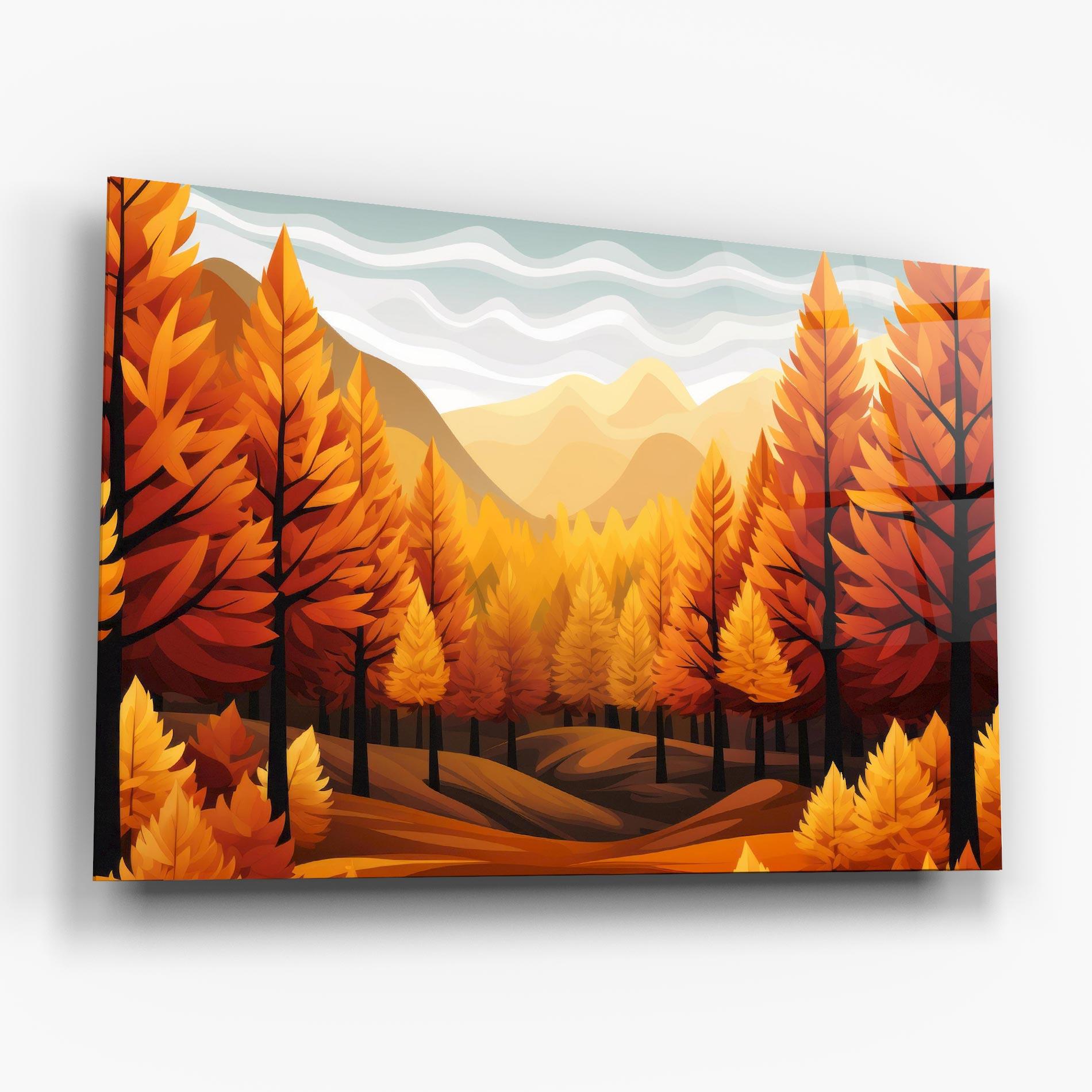 Glasbild Autumn Trees Orange mockup 6