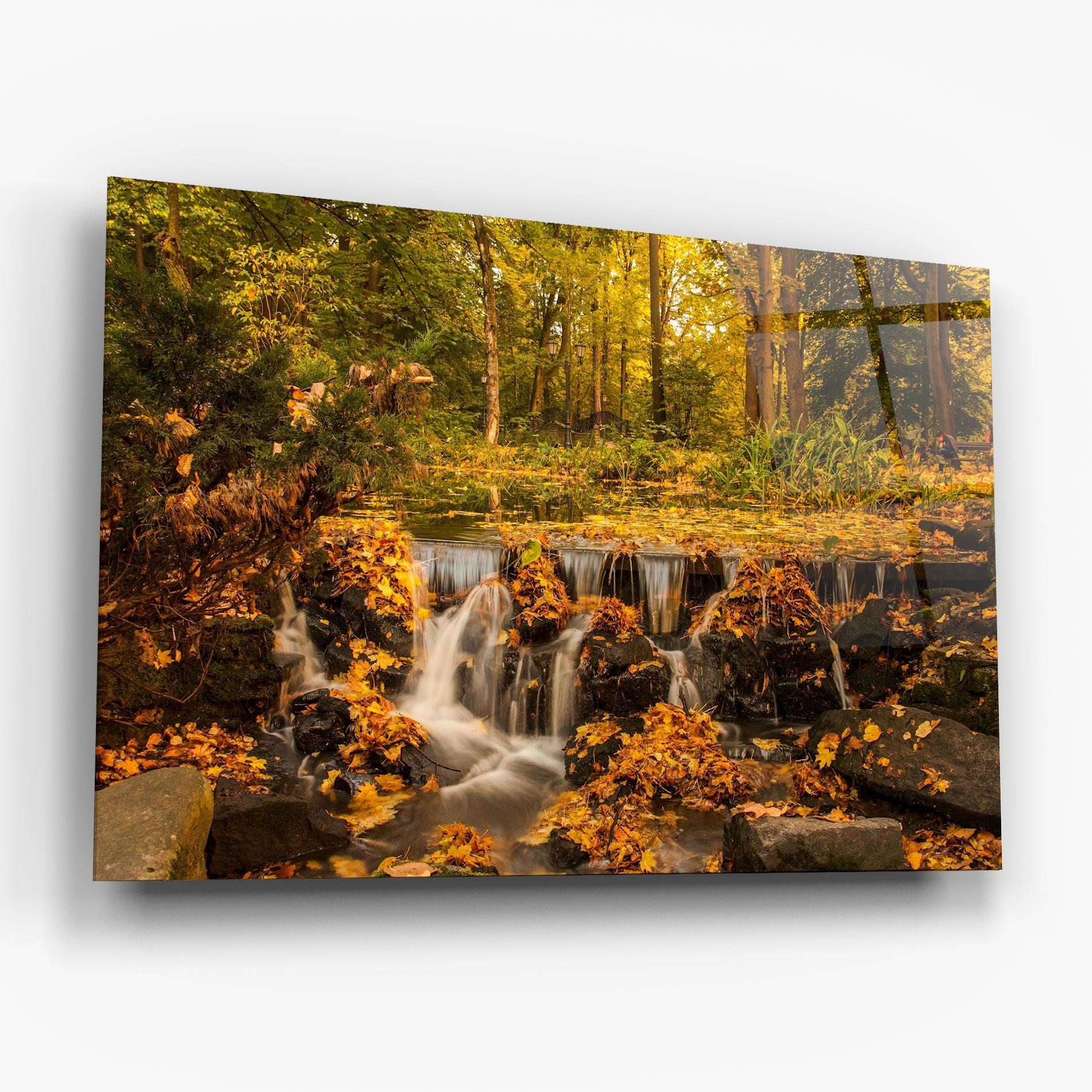 Glasbild Autumn Waterfall mockup 6