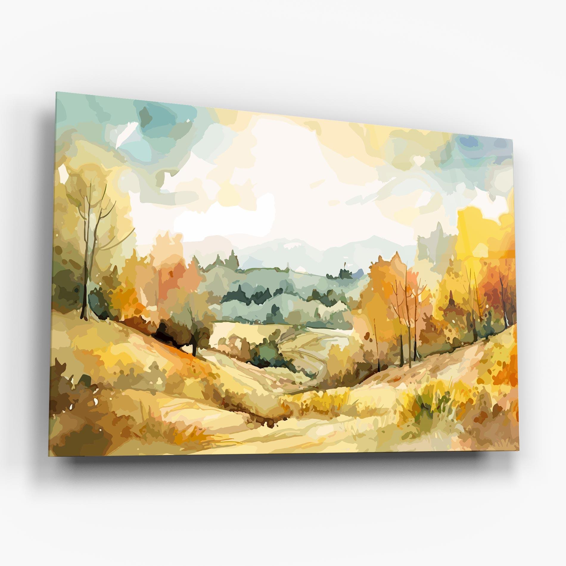 Glasbild Green Yellow Autumn mockup 6