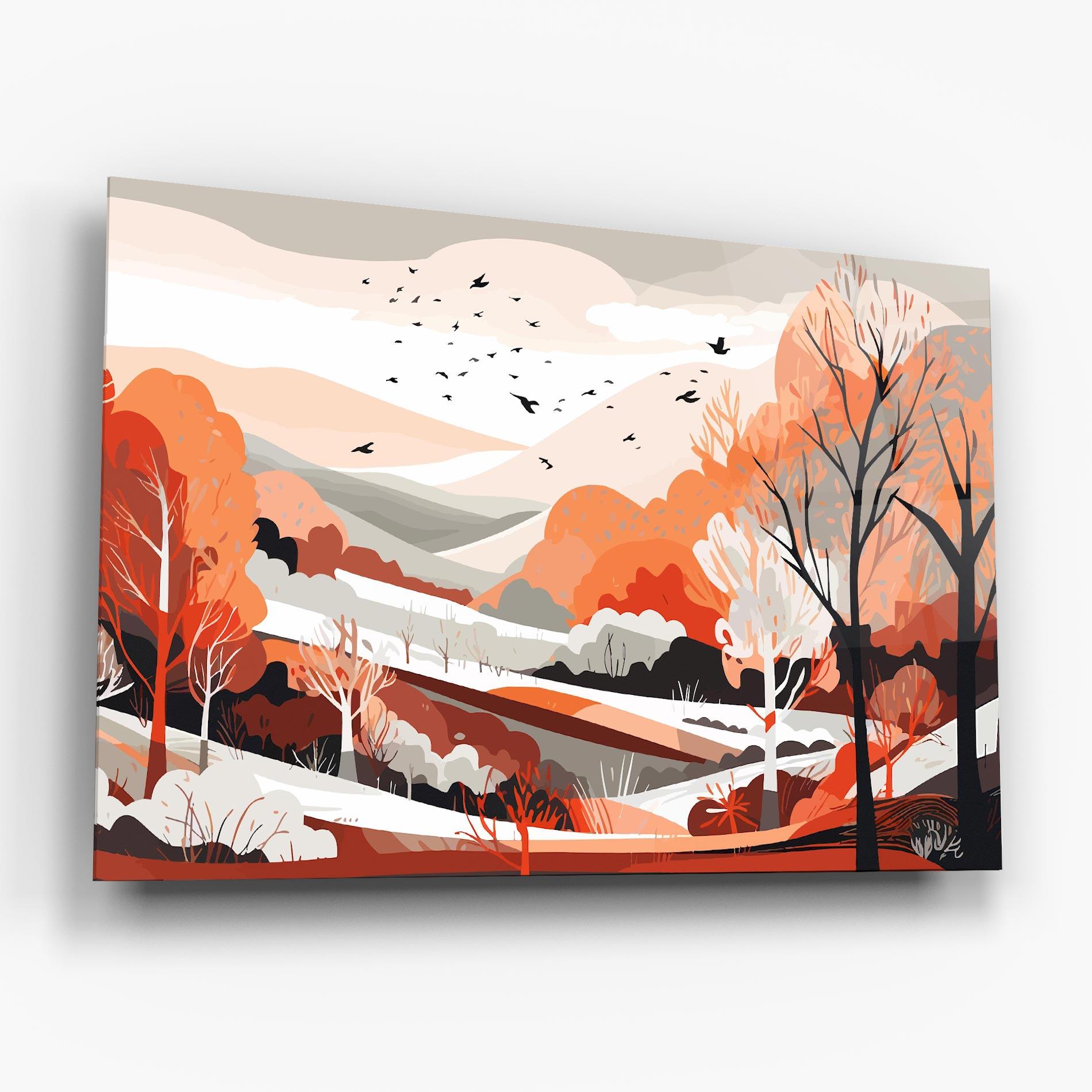 Glasbild Grey Orange Autumn mockup 6
