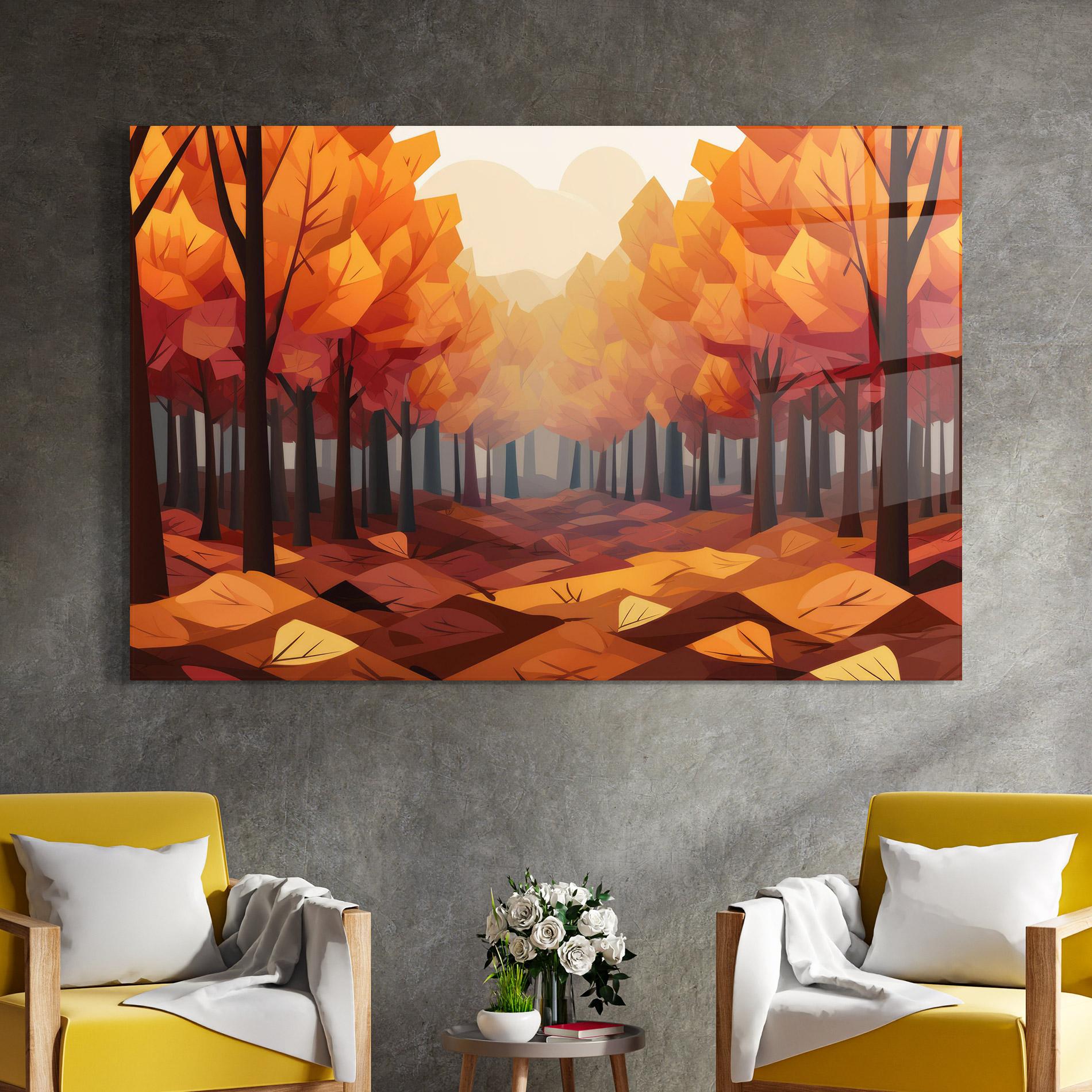 Glasbild Autumn Forest View mockup 4