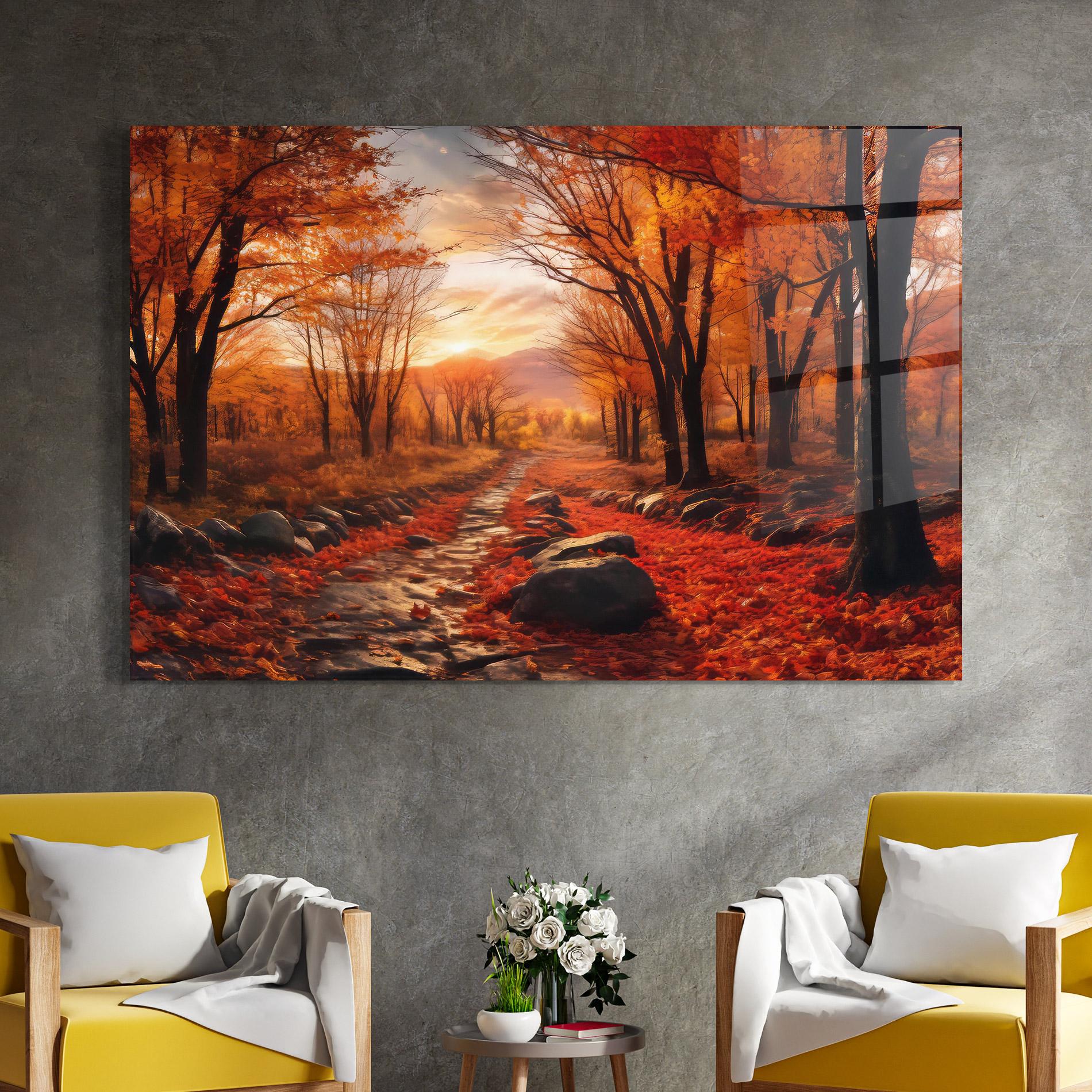 Glasbild Autumn Path mockup 4