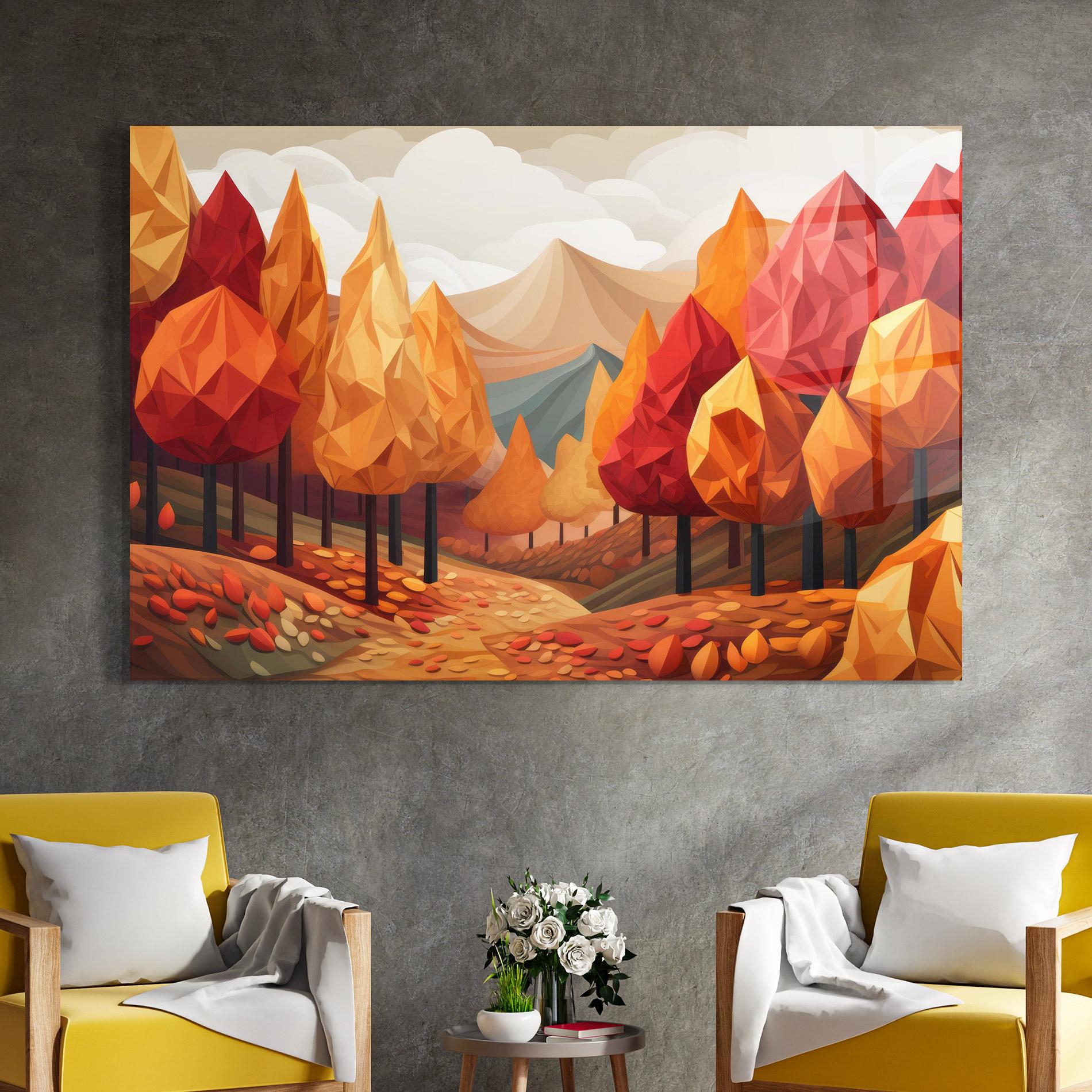 Glasbild Colorful Trees Art mockup 4