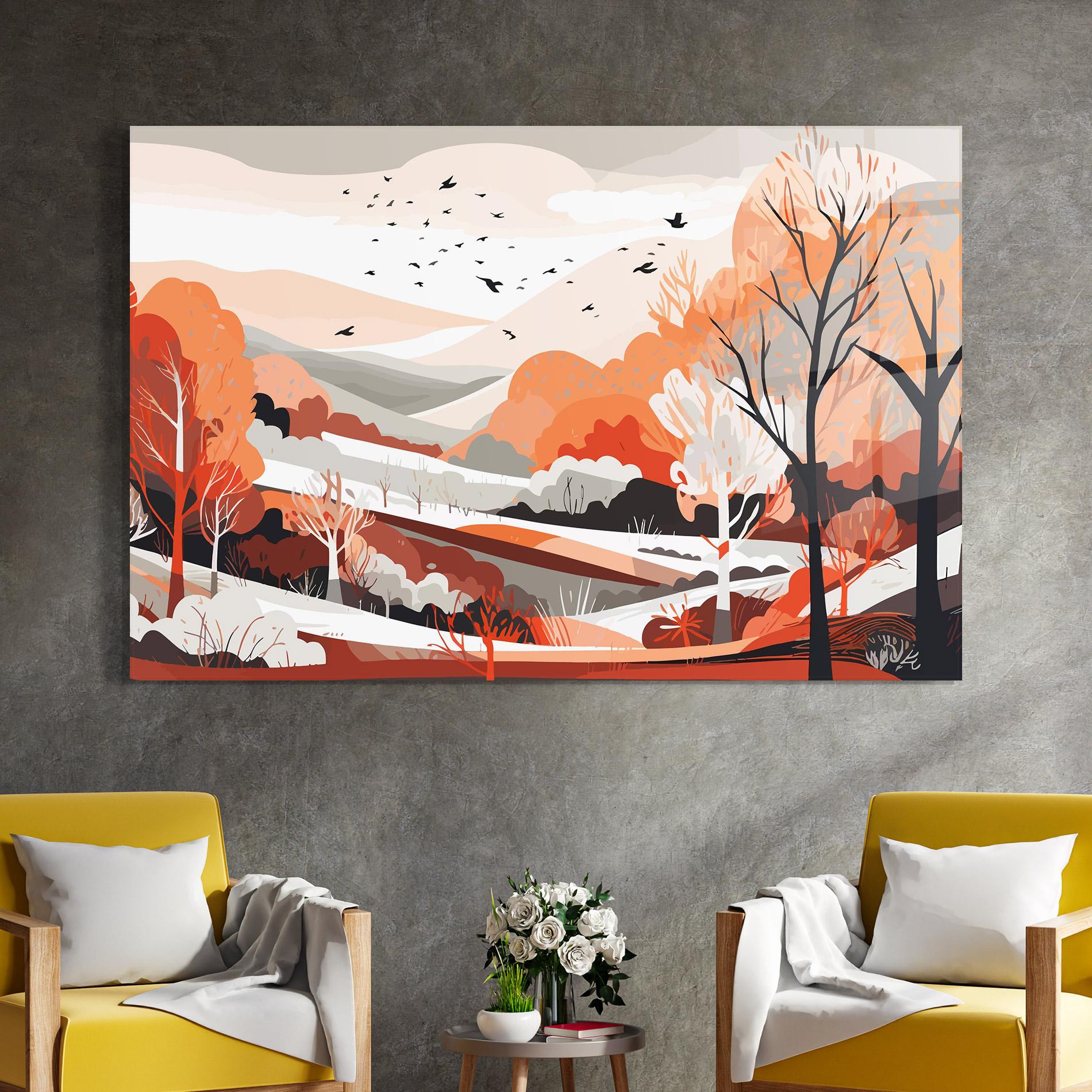 Glasbild Grey Orange Autumn mockup 4