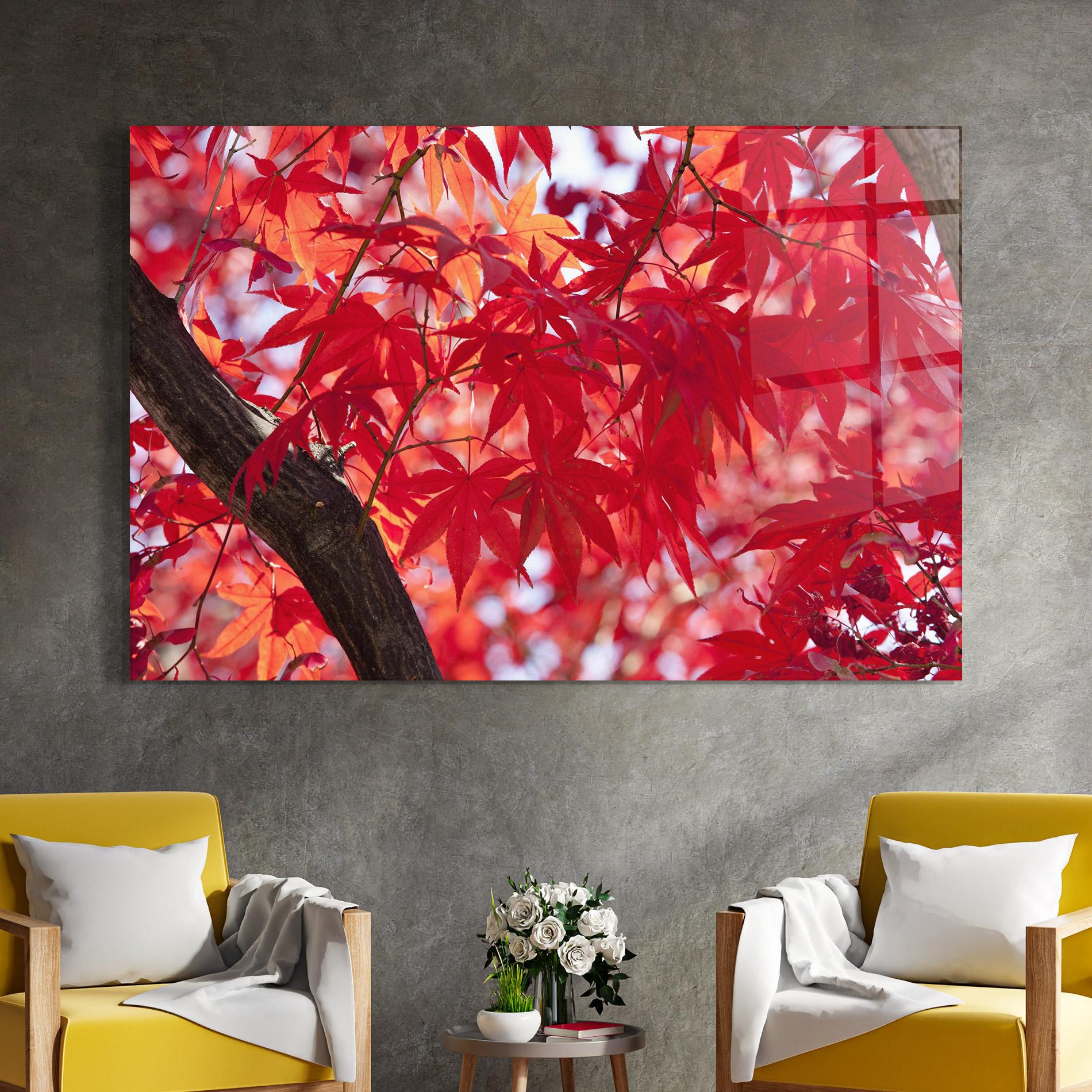 Glasbild Pretty Red Leaves mockup 4