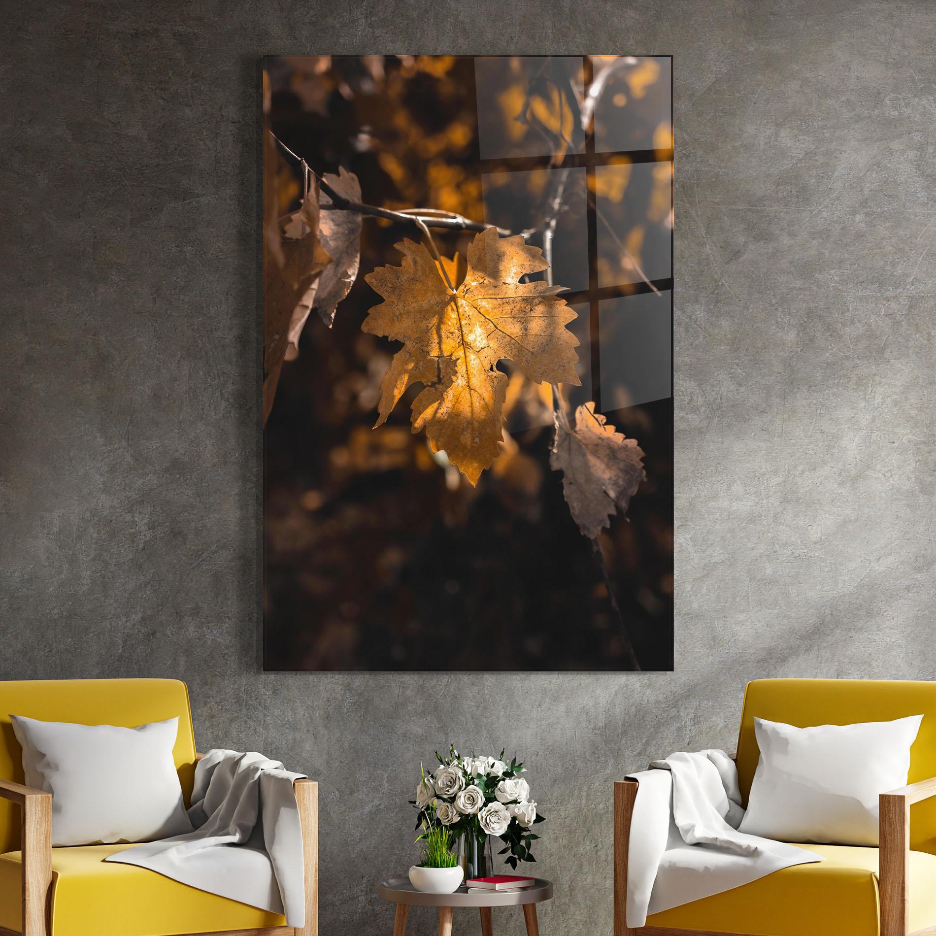 Glasbild Autumn Brown Leaf mockup 4