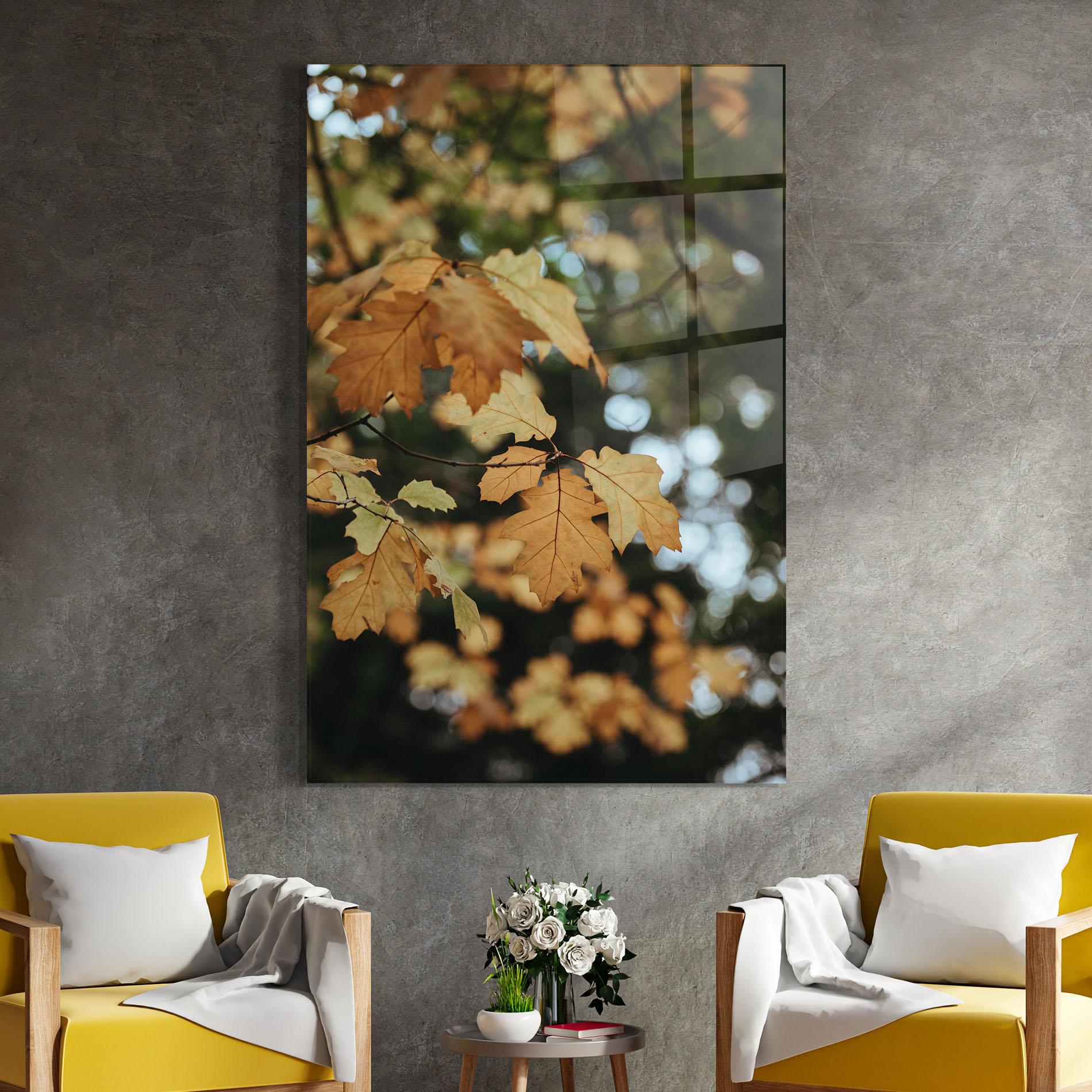 Glasbild Brown Leaves mockup 4