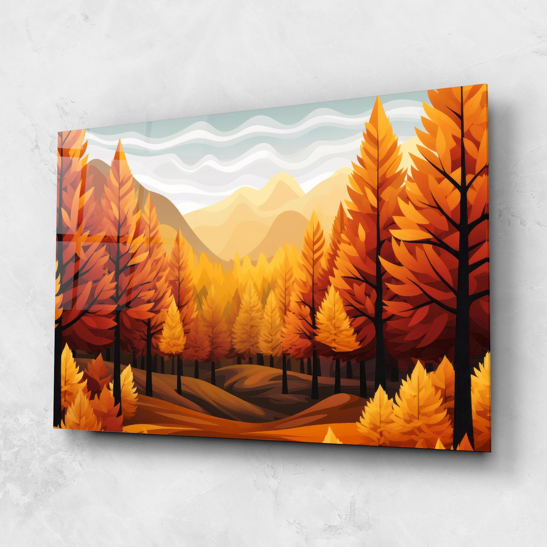 Glasbild Autumn Trees Orange mockup 1