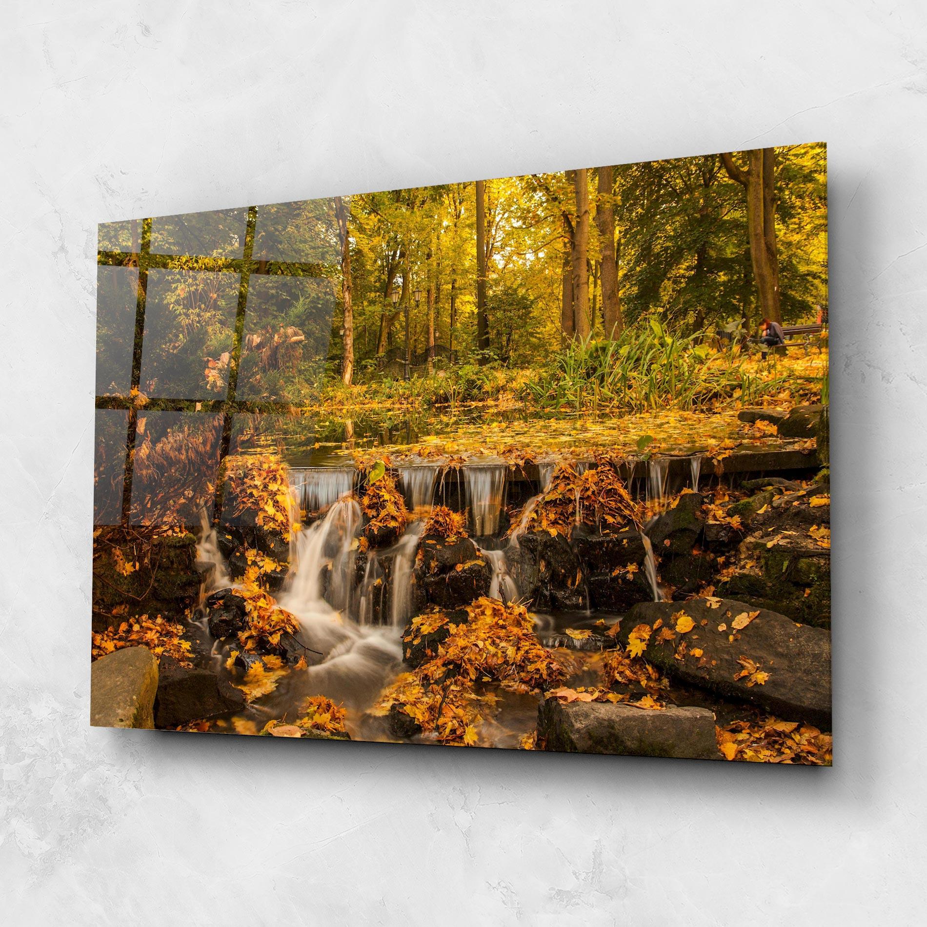 Glasbild Autumn Waterfall mockup 1