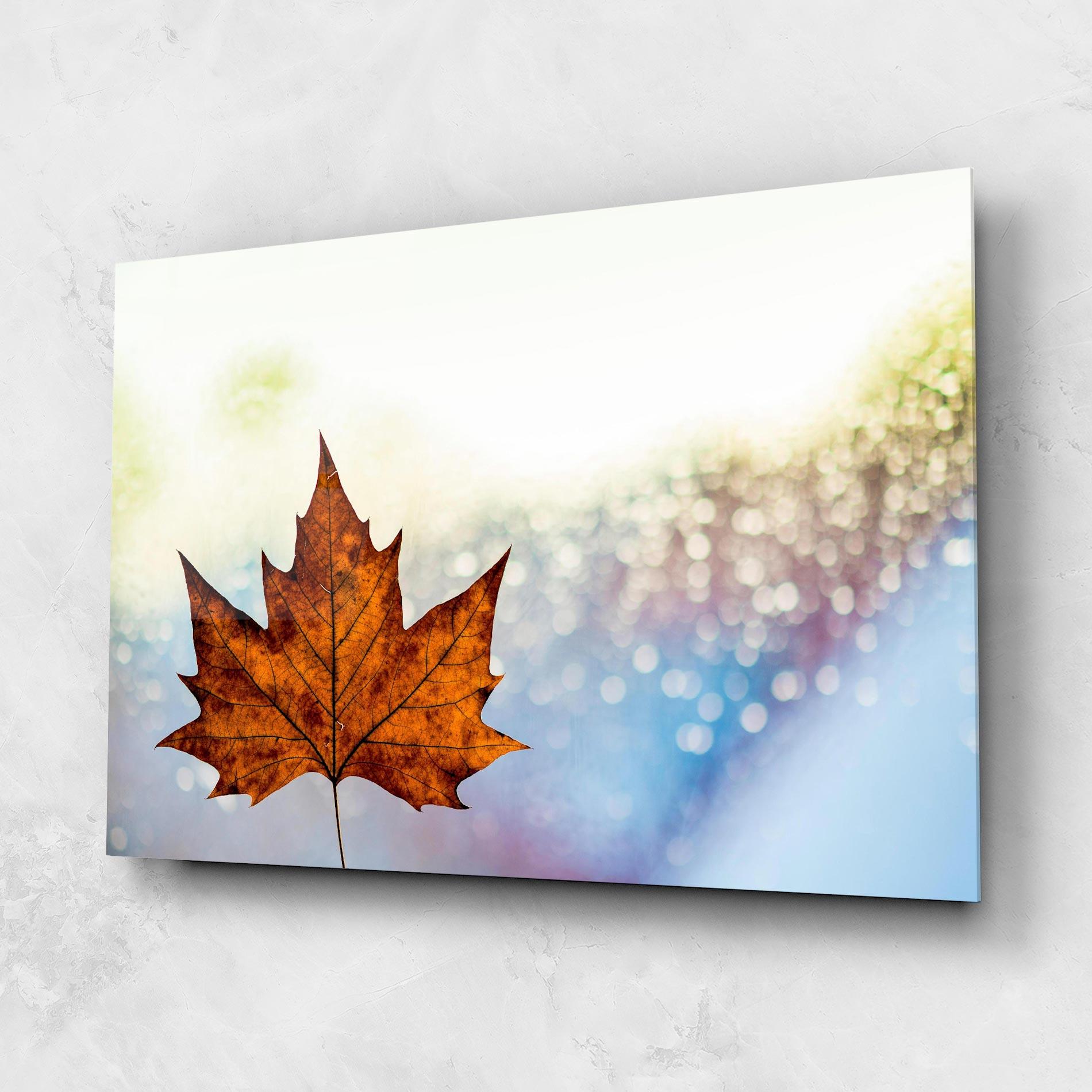 Glasbild Brown Orange Leaf mockup 1