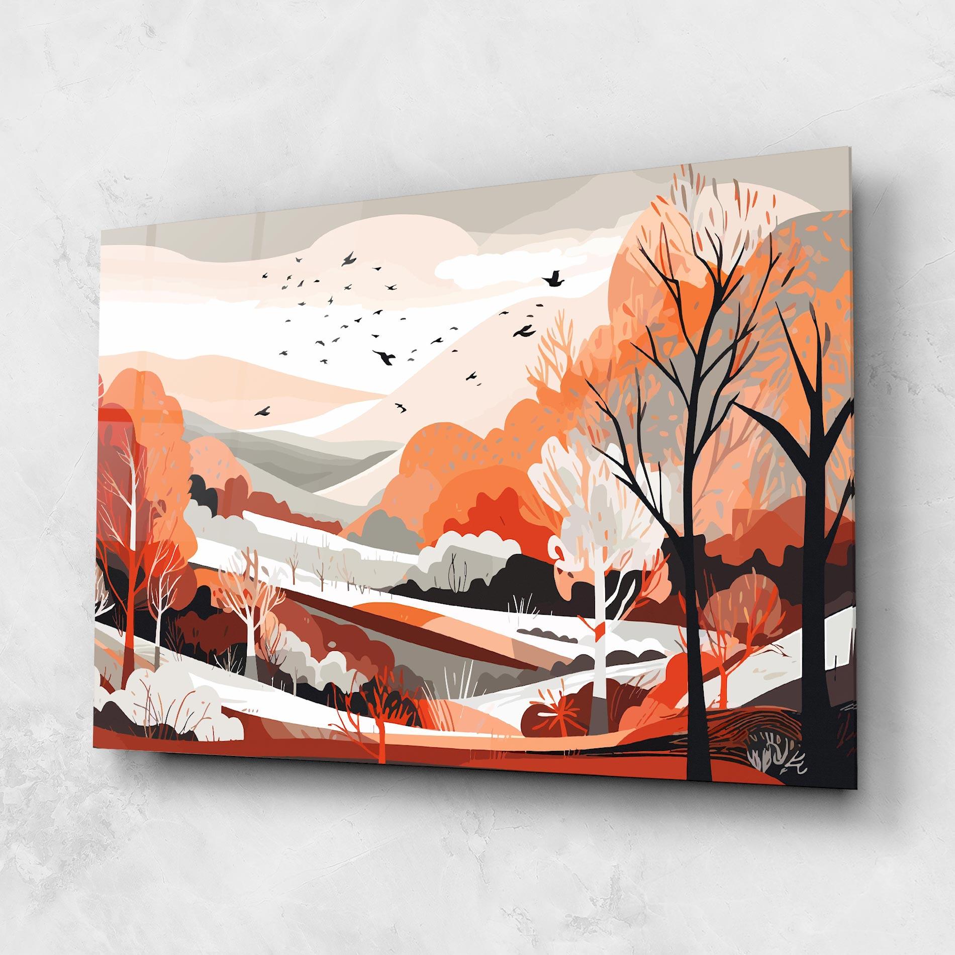 Glasbild Grey Orange Autumn mockup 1