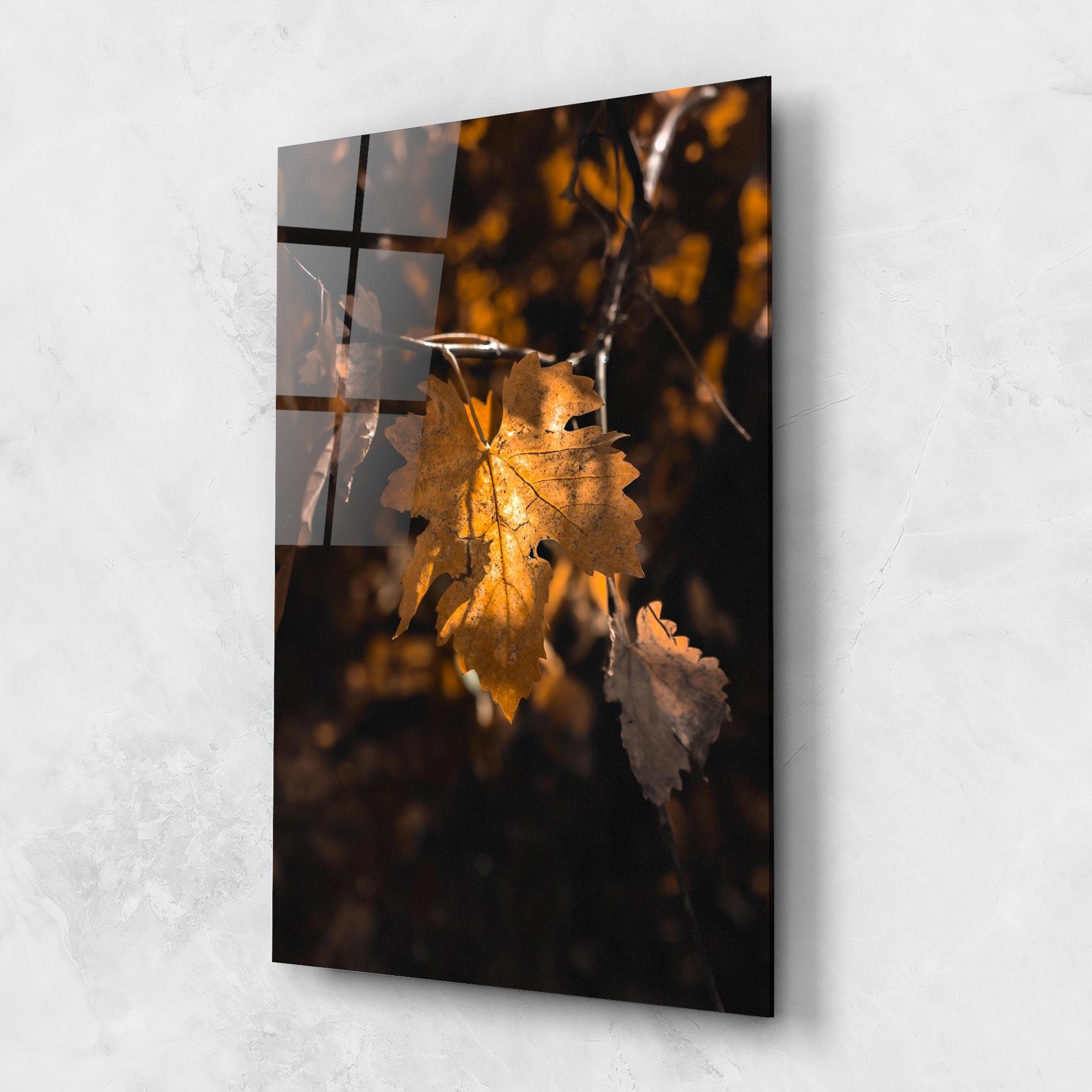 Glasbild Autumn Brown Leaf mockup 1