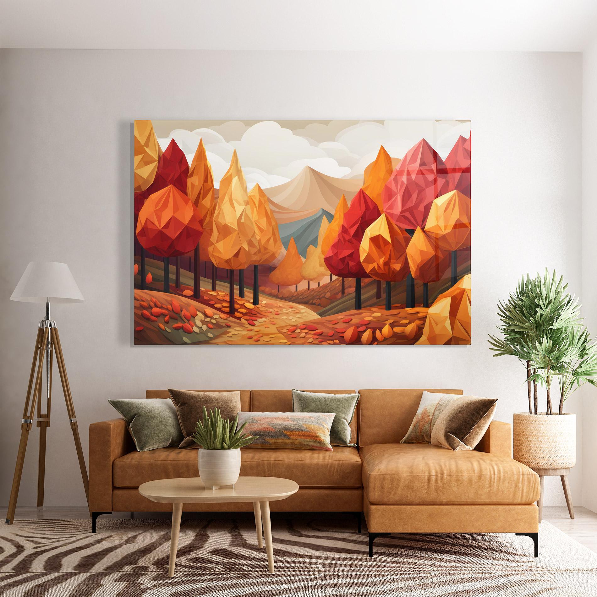 Glasbild Colorful Trees Art mockup 7