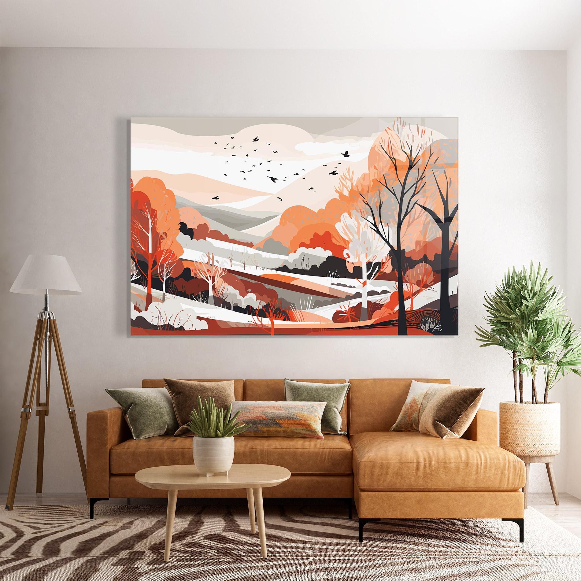 Glasbild Grey Orange Autumn mockup 7