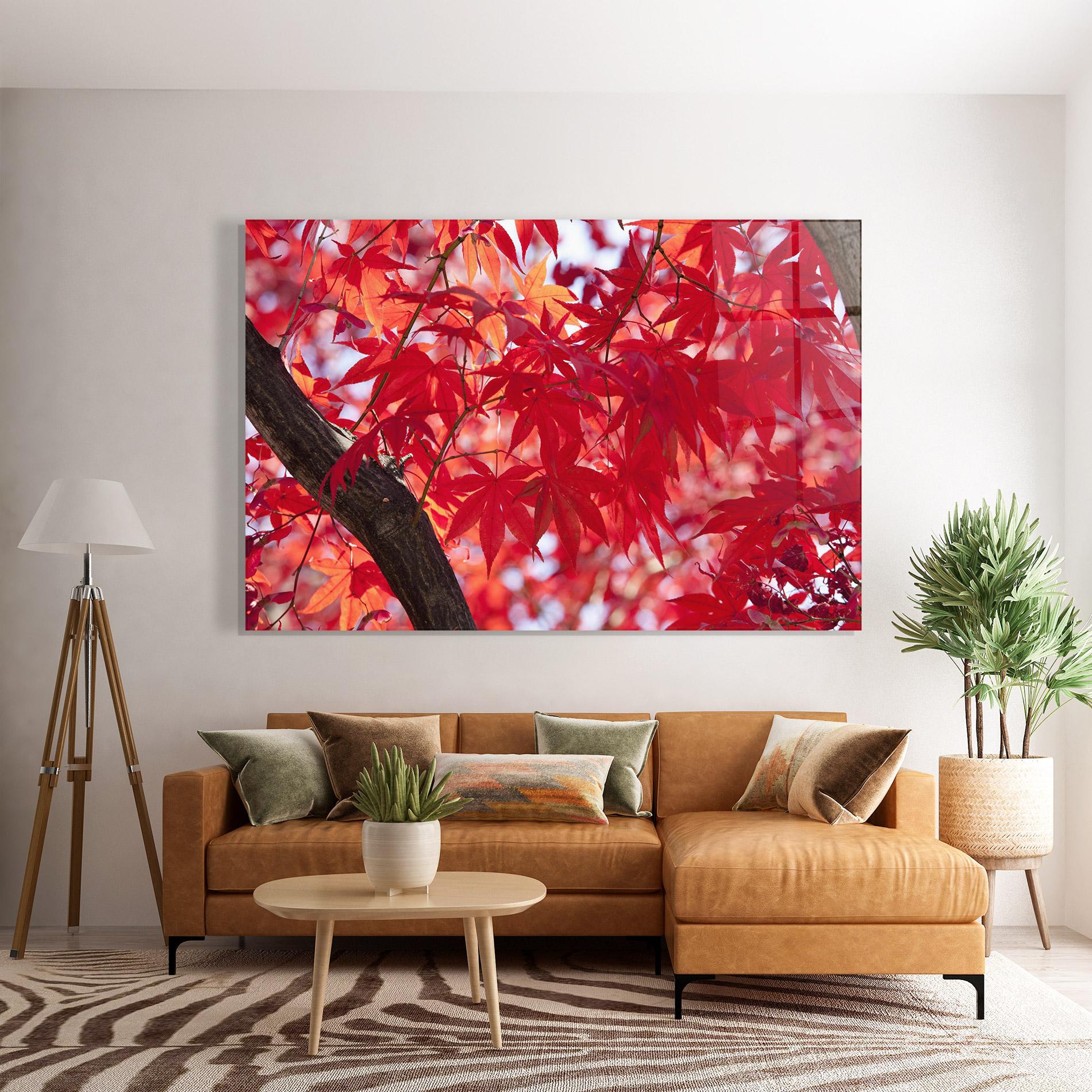 Glasbild Pretty Red Leaves mockup 7