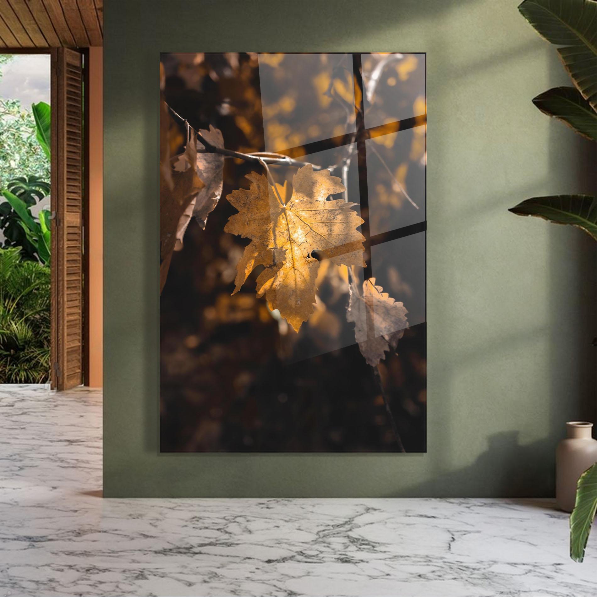 Glasbild Autumn Brown Leaf mockup 7