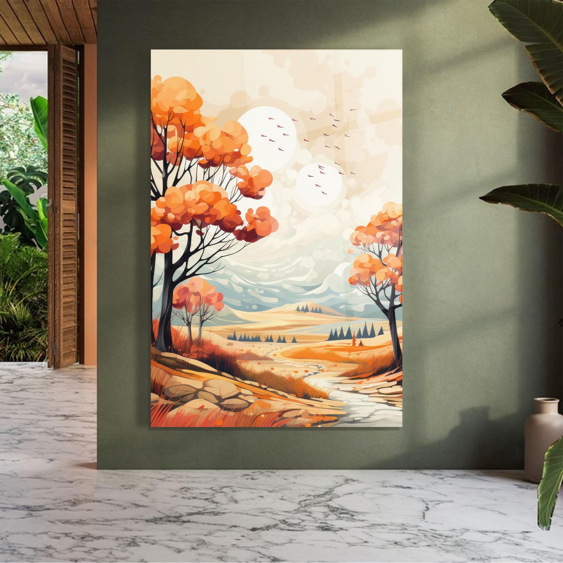 Glasbild Autumn Tree Painting mockup 7