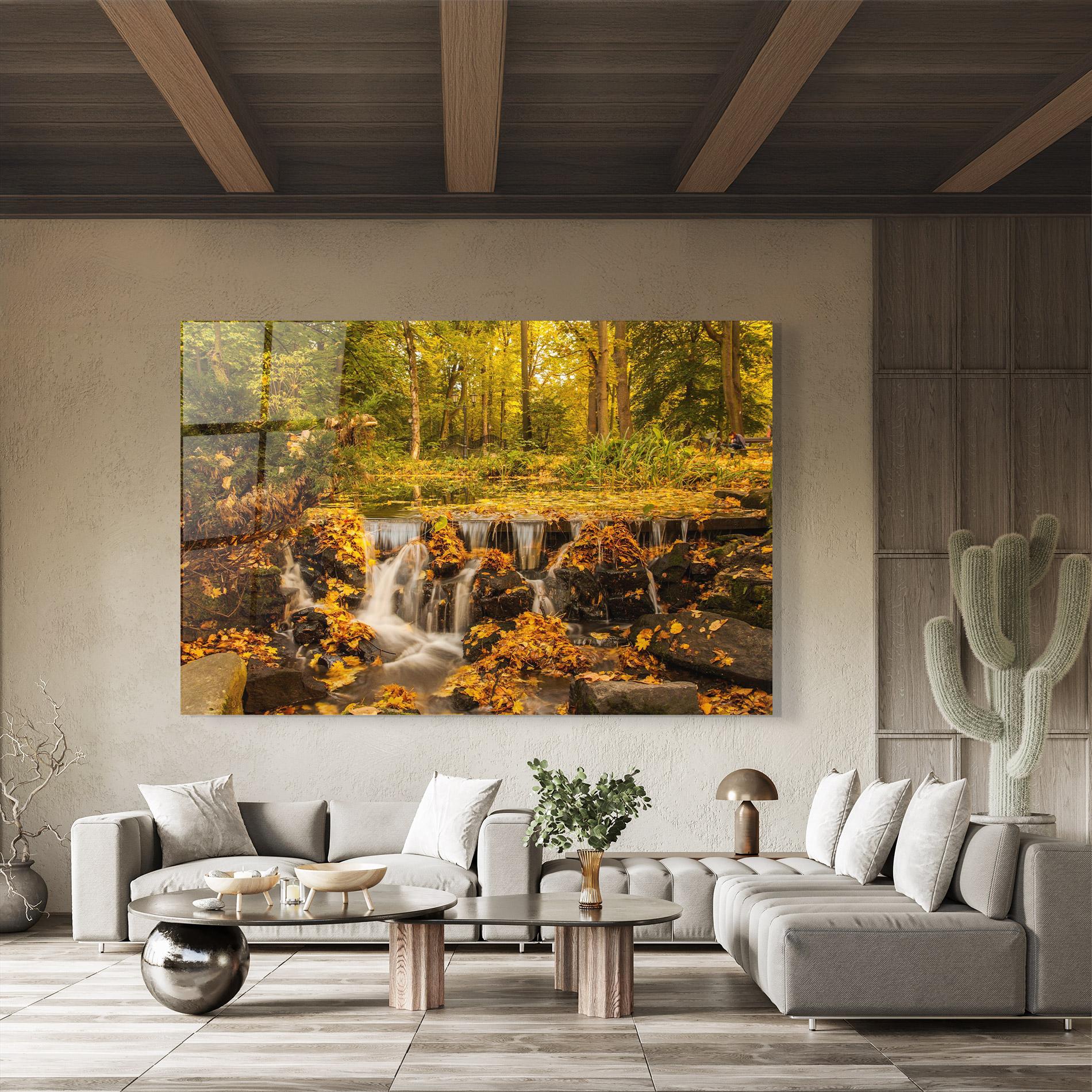 Glasbild Autumn Waterfall mockup 8