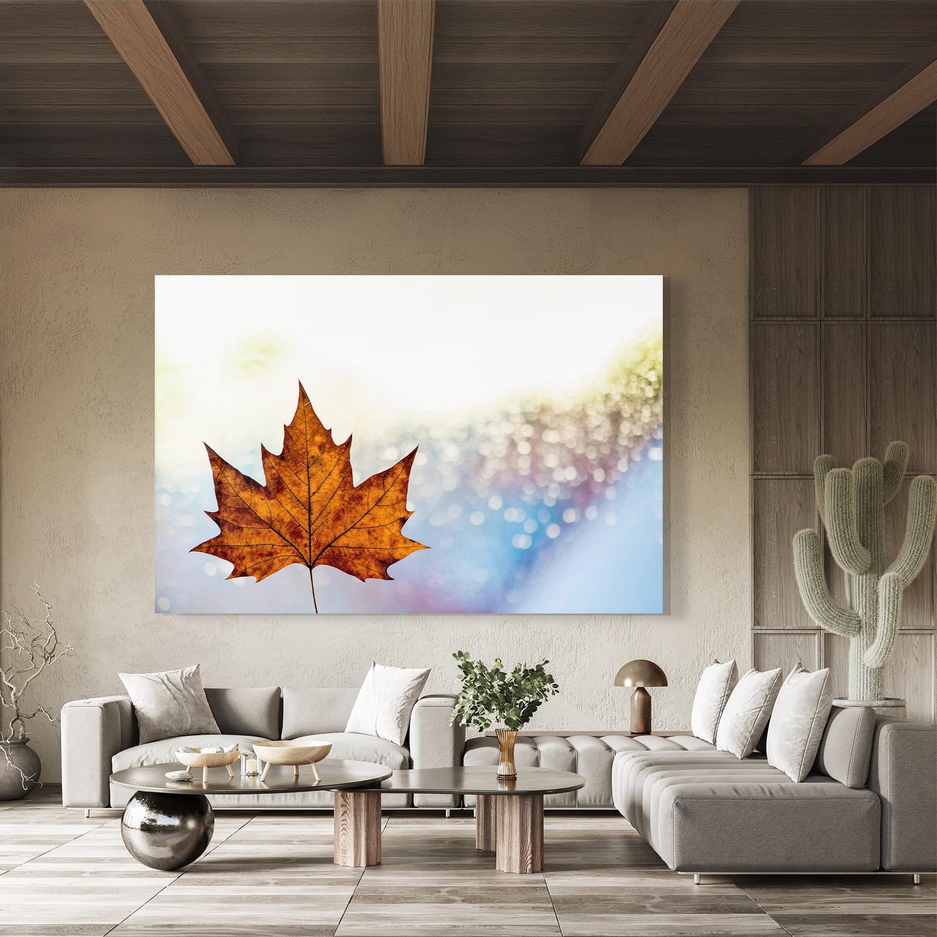 Glasbild Brown Orange Leaf mockup 8