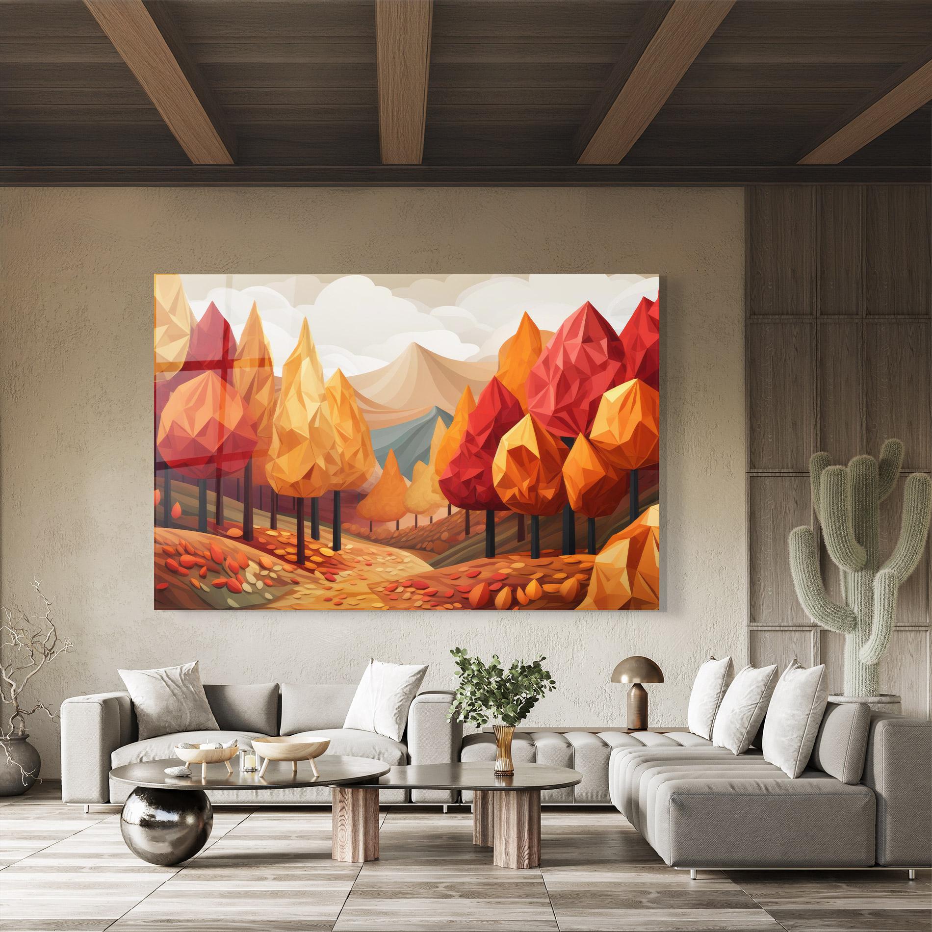 Glasbild Colorful Trees Art mockup 8