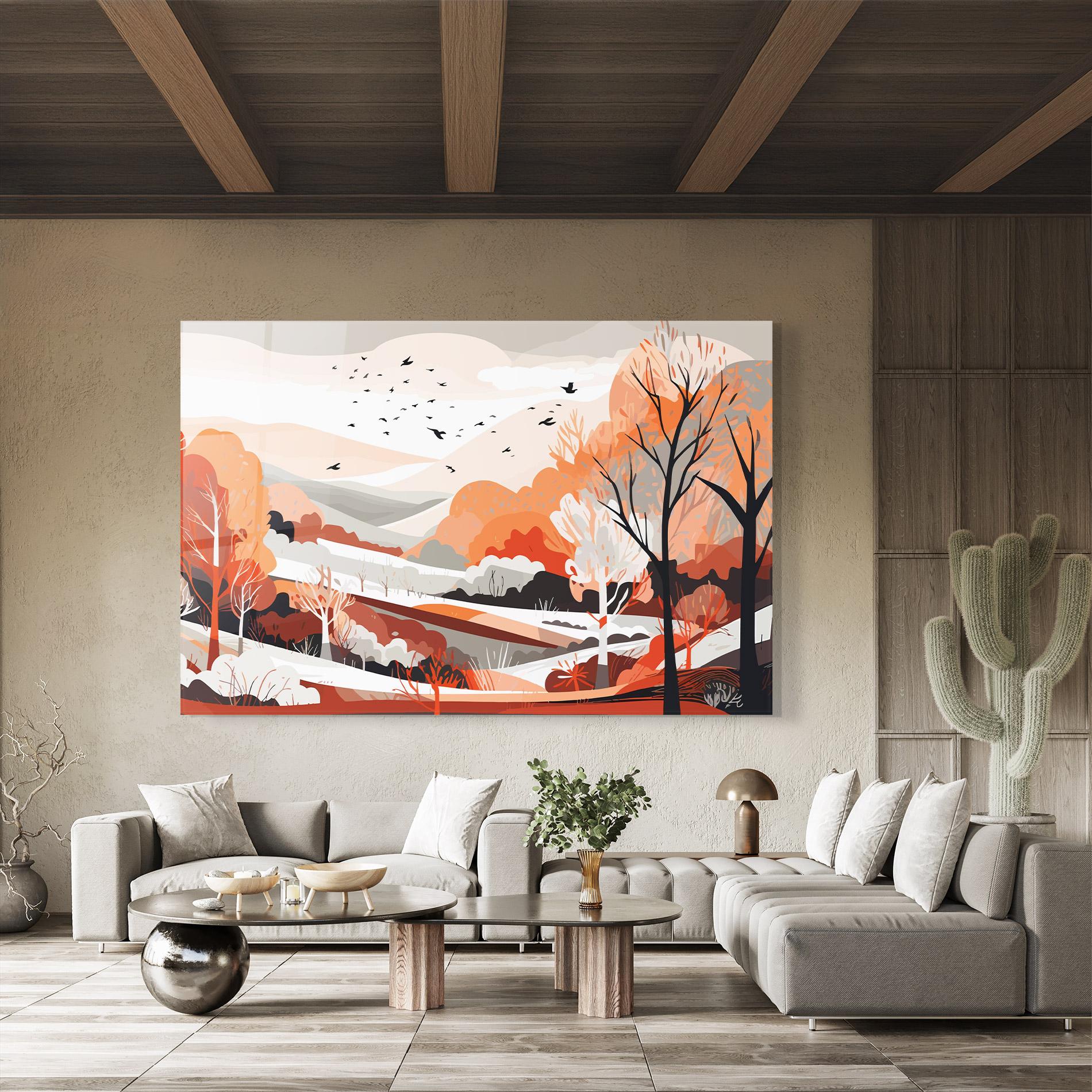 Glasbild Grey Orange Autumn mockup 8