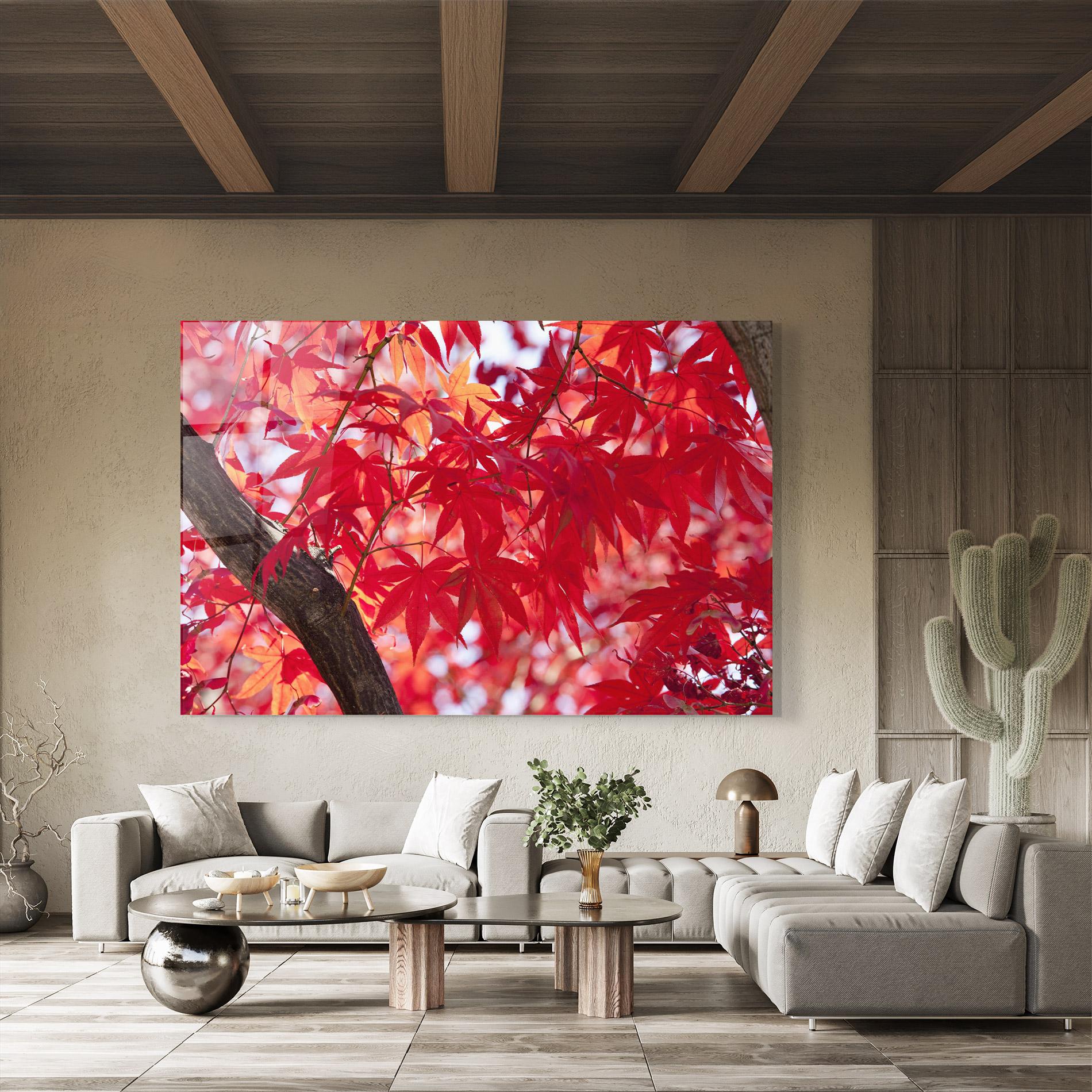 Glasbild Pretty Red Leaves mockup 8