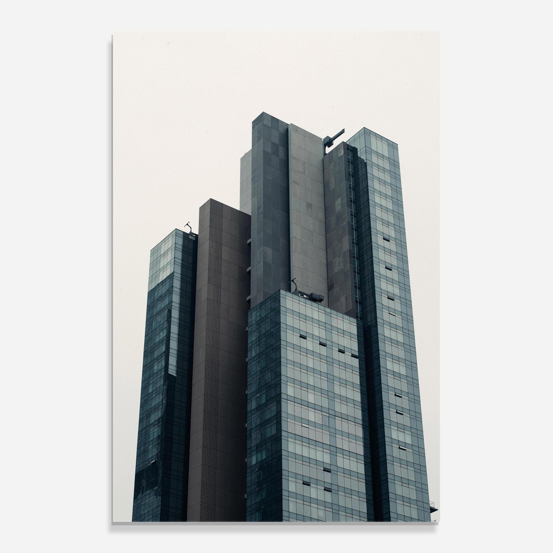 Glasbild Blue High Building mockup 0