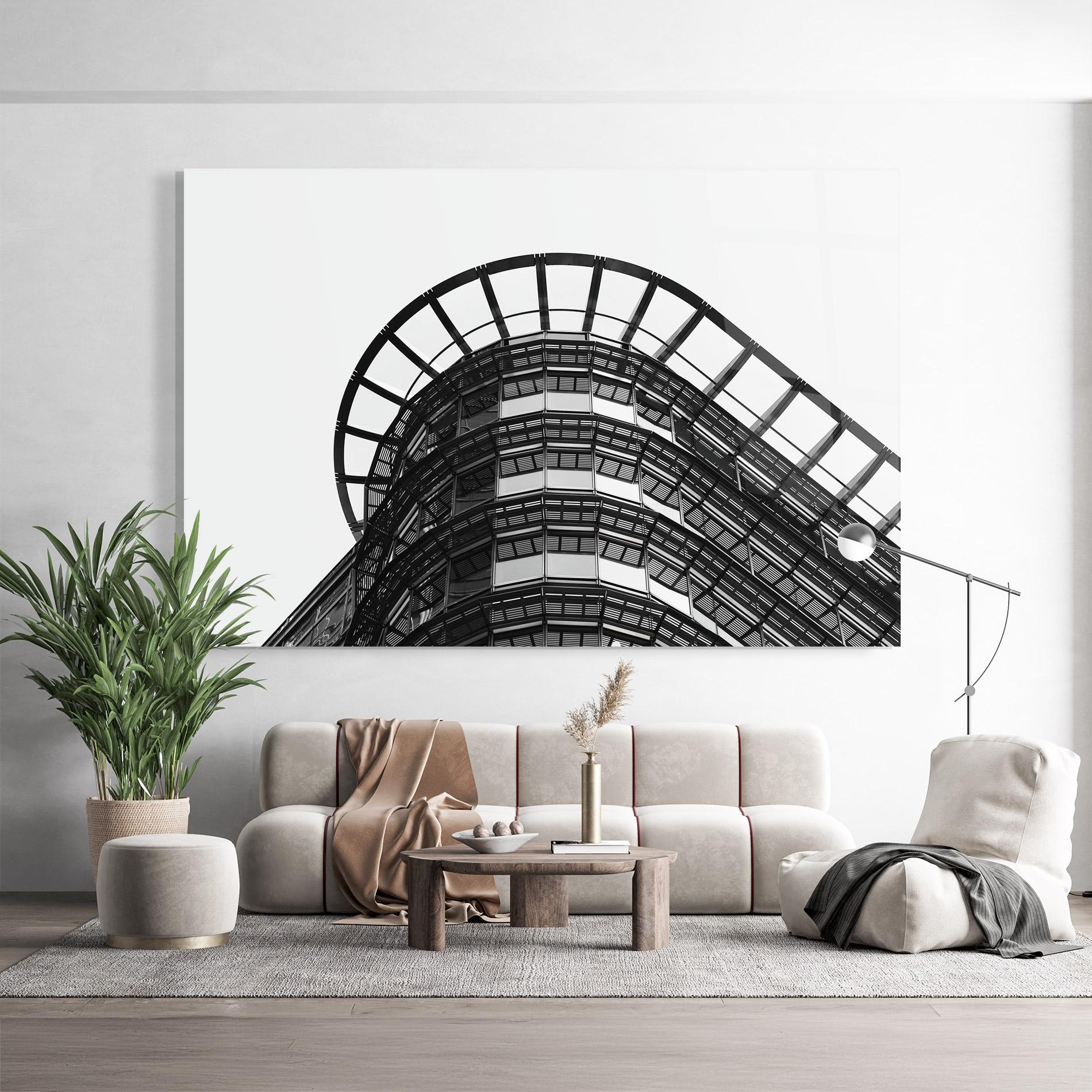 Glasbild Circle Grey Tower mockup 9