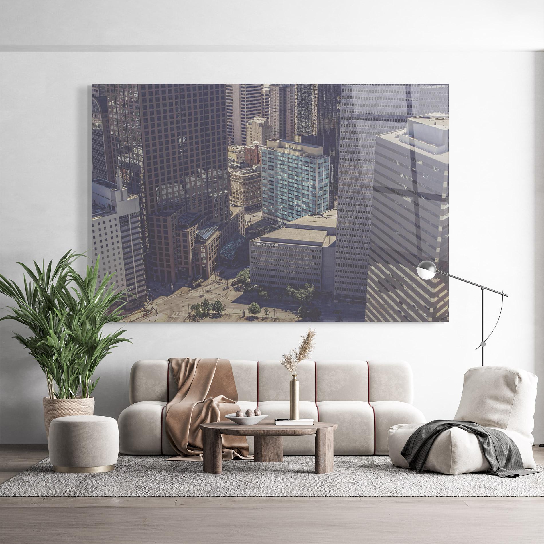 Glasbild Cream Light Building mockup 9