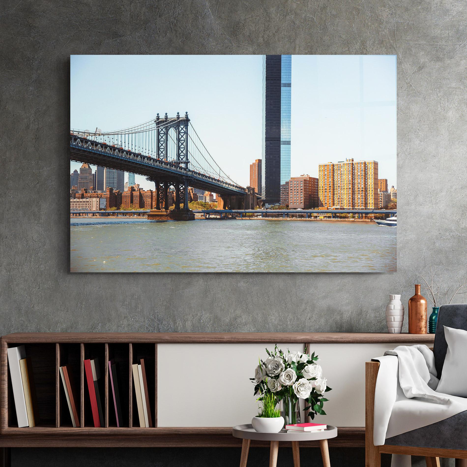 Glasbild Big City Bridge mockup 2