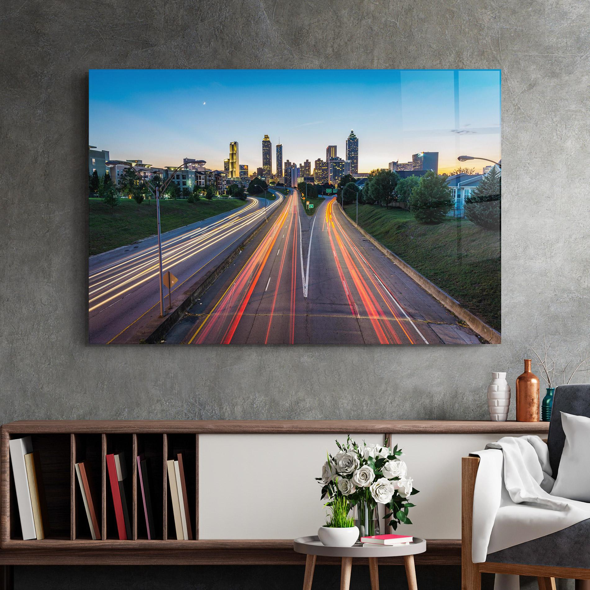 Glasbild Car Lights City mockup 2