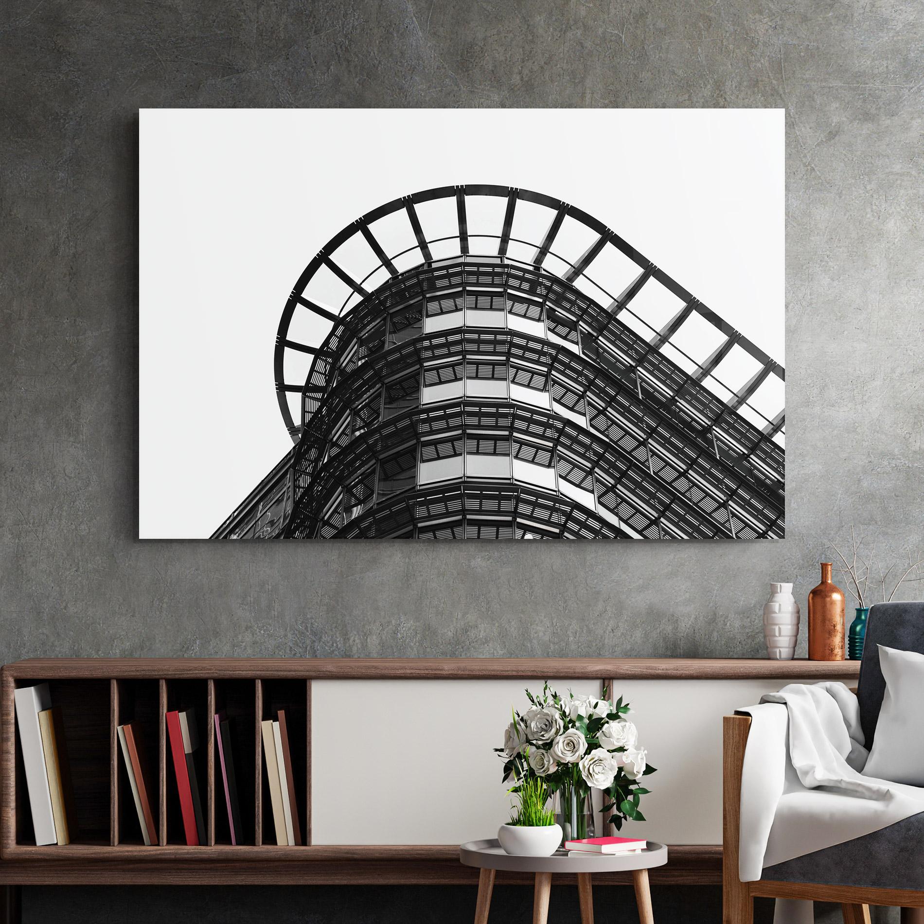 Glasbild Circle Grey Tower mockup 2