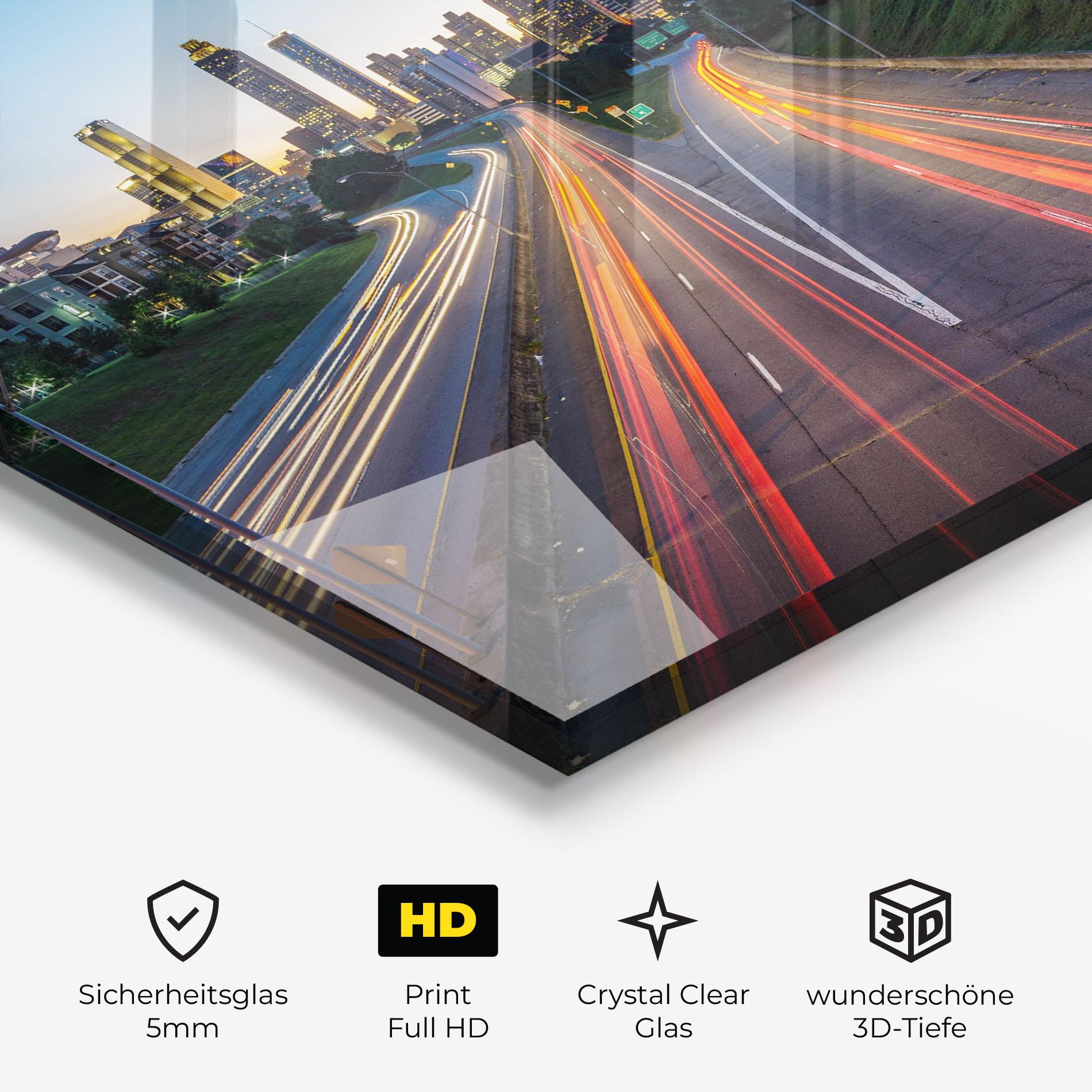 Glasbild Car Lights City mockup 3