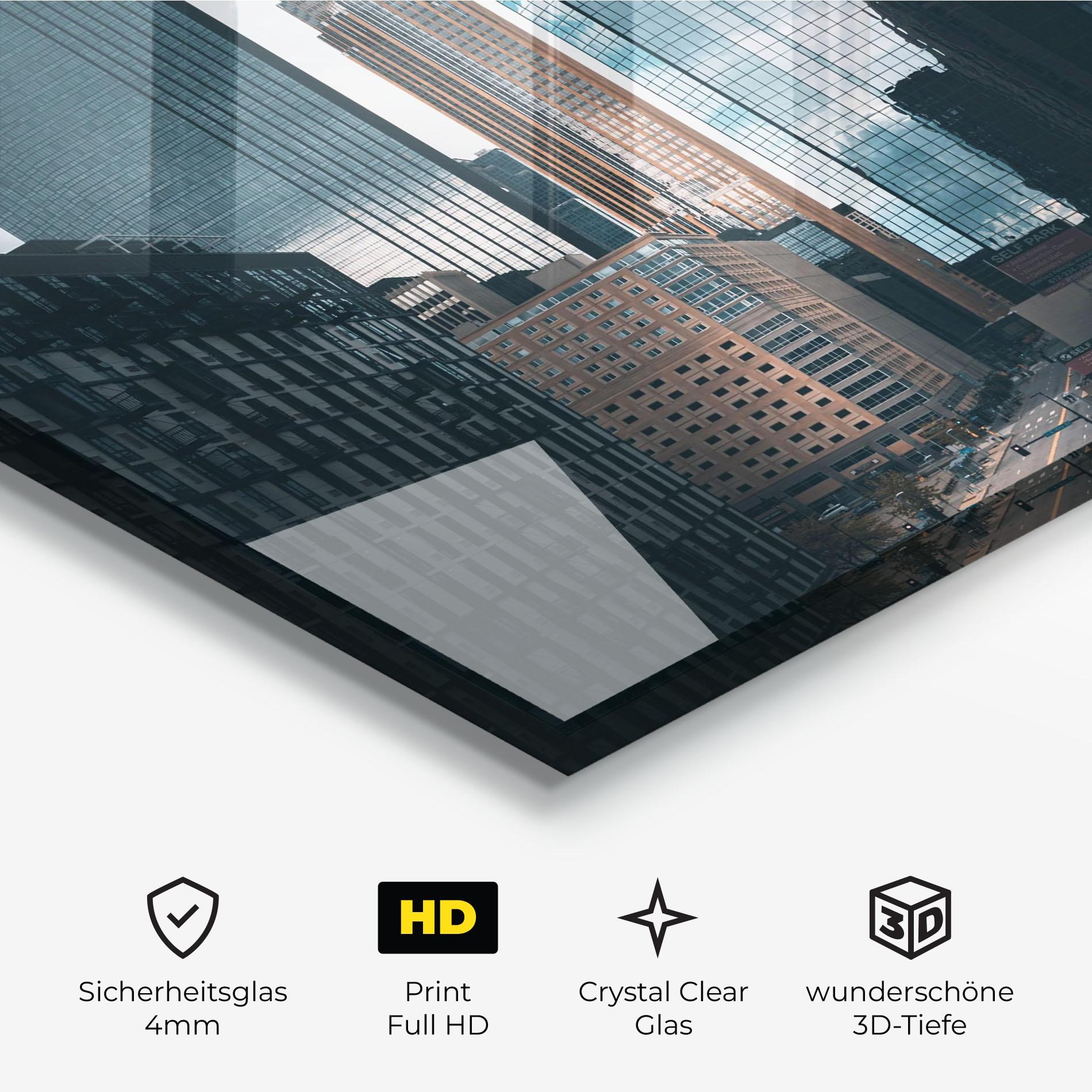 Glasbild Big Blue Building mockup 3