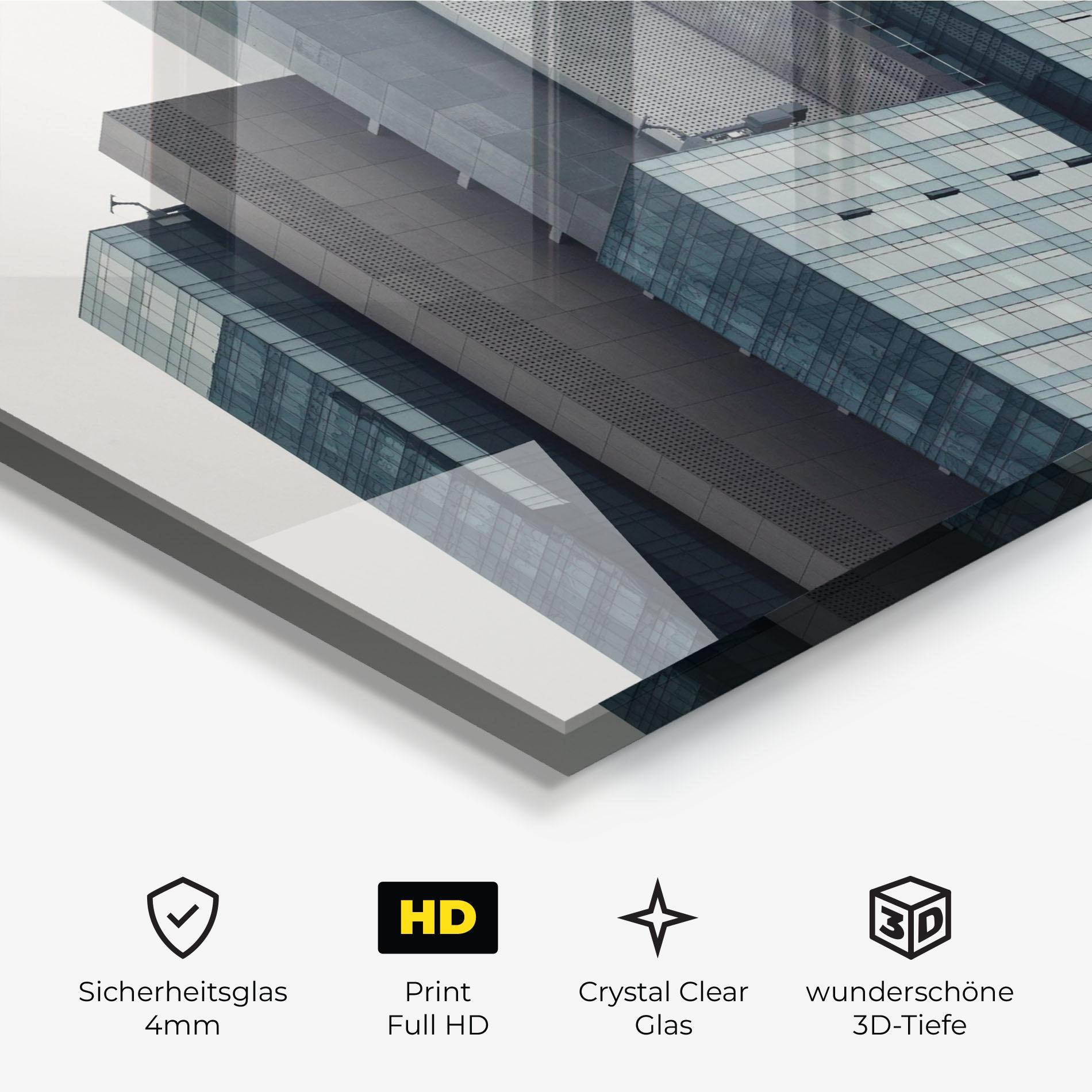 Glasbild Blue High Building mockup 3